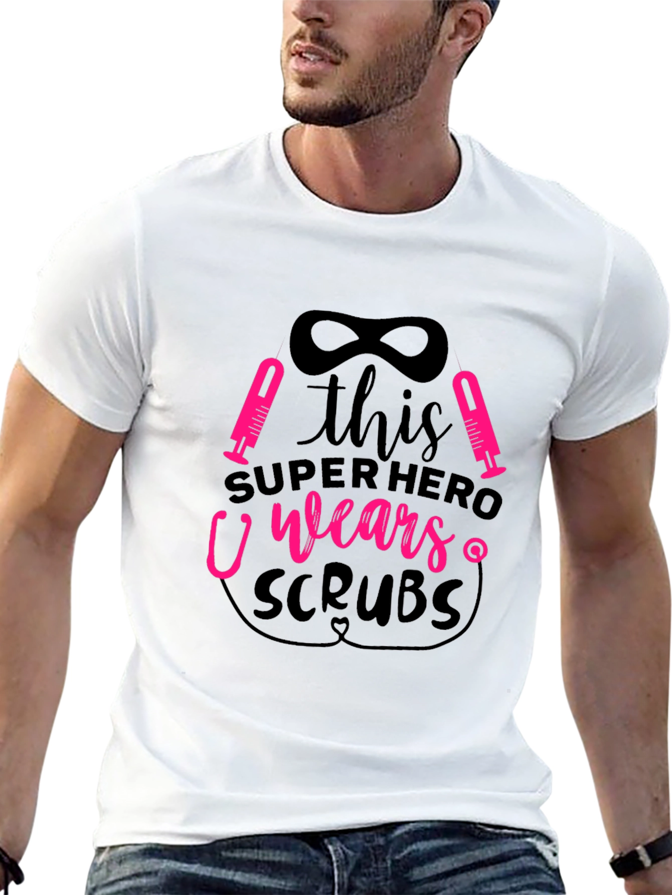 Superhero Scrubs Graphic Tee - Black Unisex T-Shirt