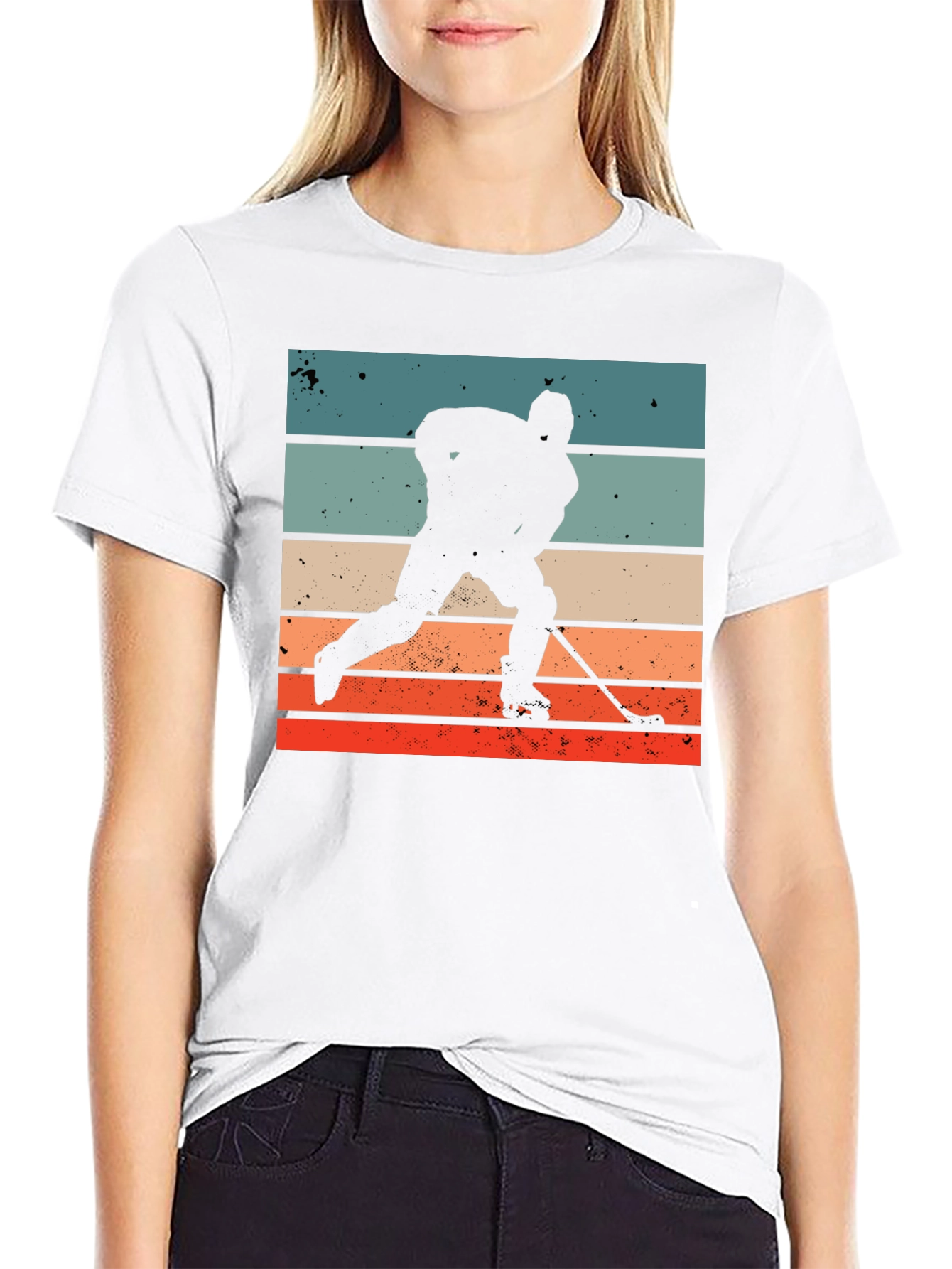 Retro Hockey Player Graphic T-Shirt