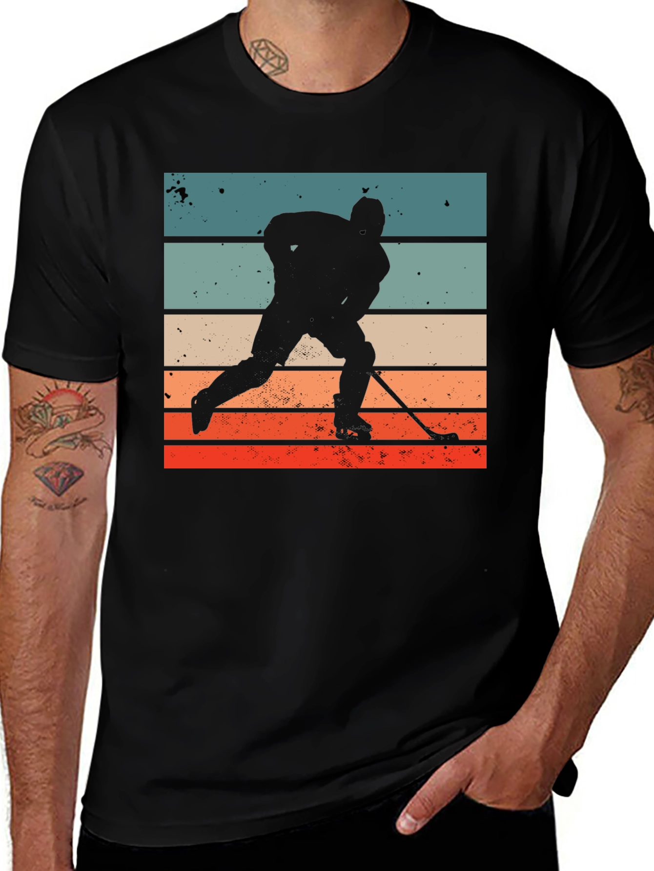 Retro Hockey Player Graphic T-Shirt