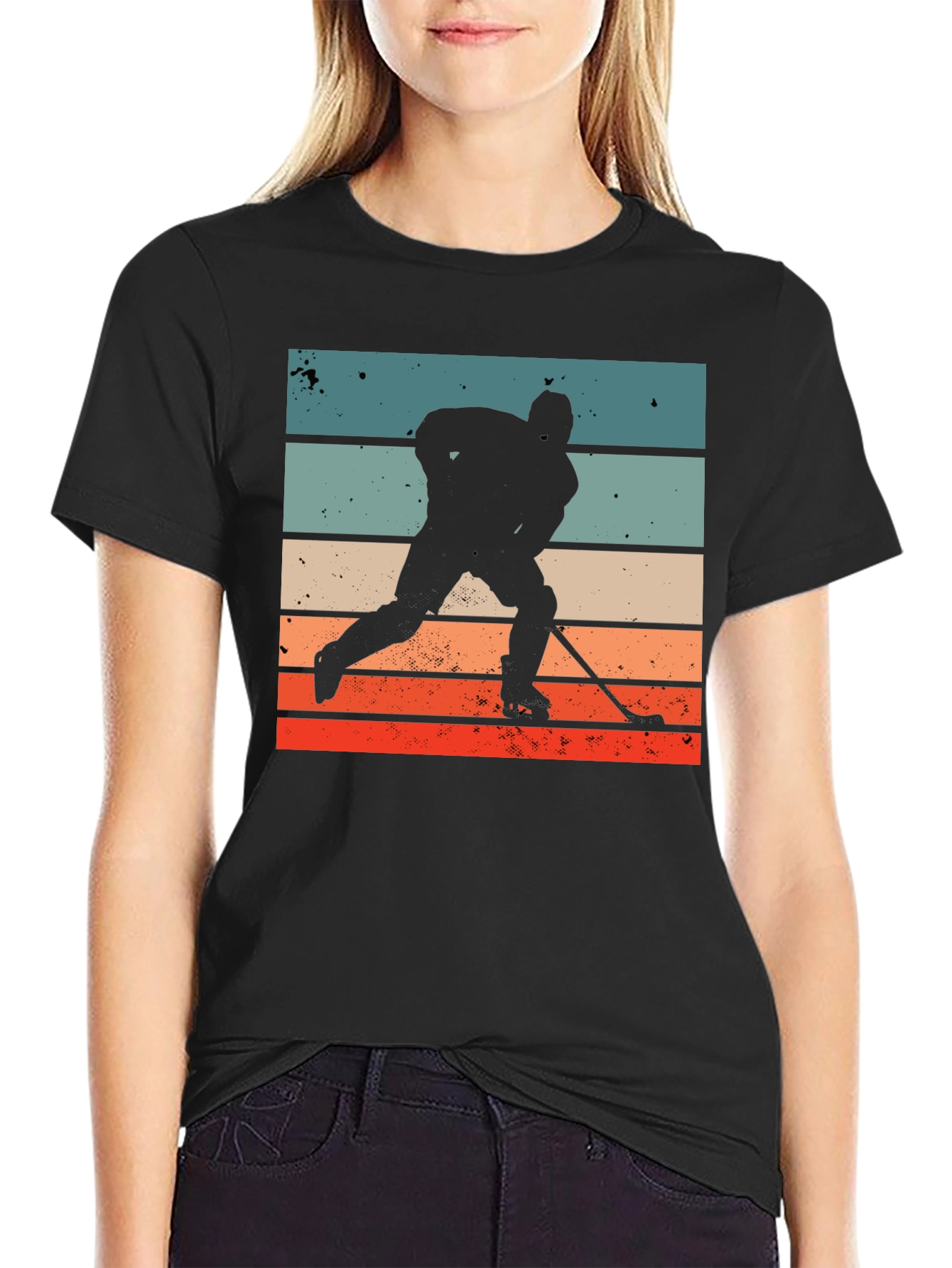 Retro Hockey Player Graphic T-Shirt