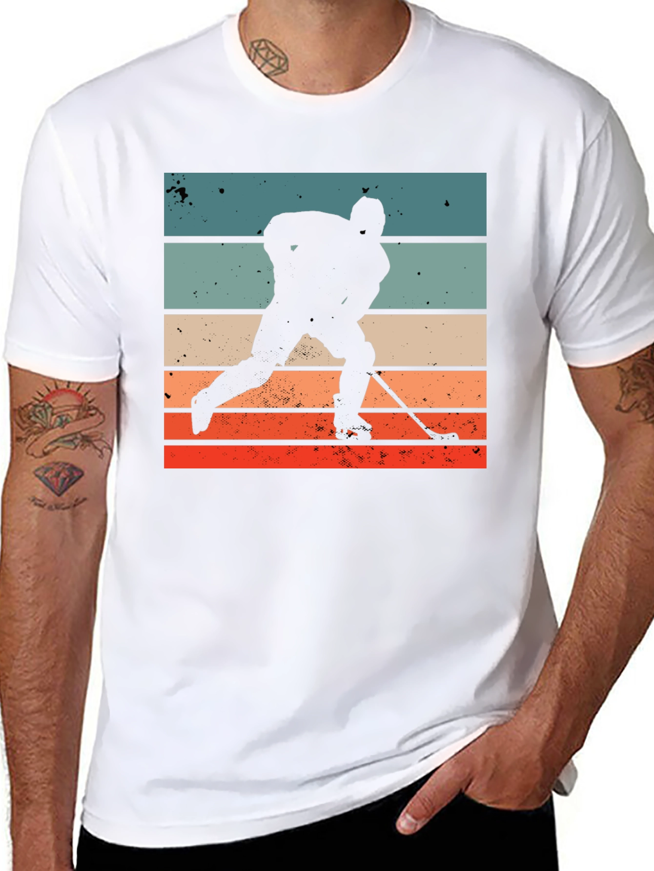 Retro Hockey Player Graphic T-Shirt