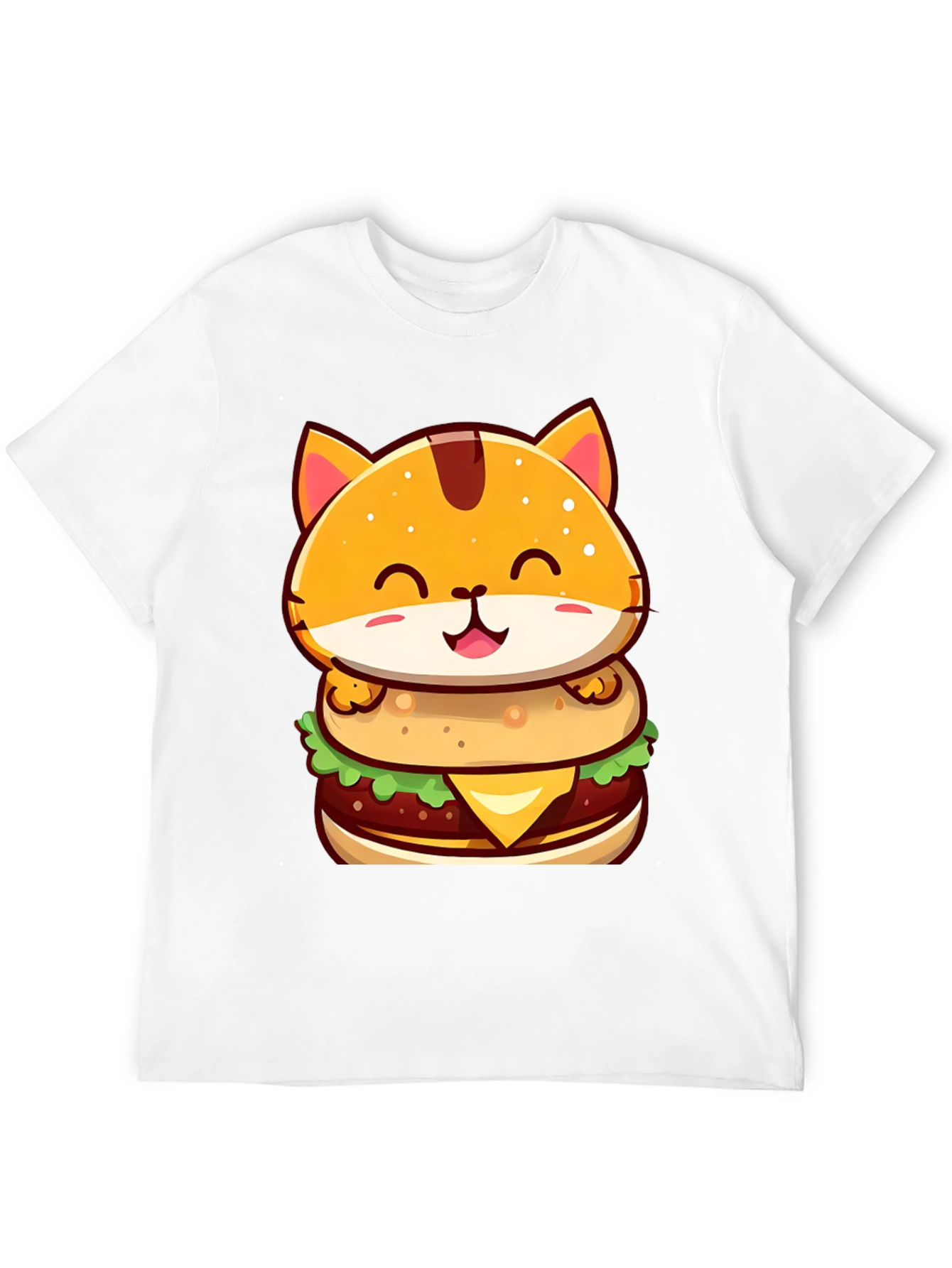 Burger Cat T-Shirt - Cute Cartoon Graphic Tee