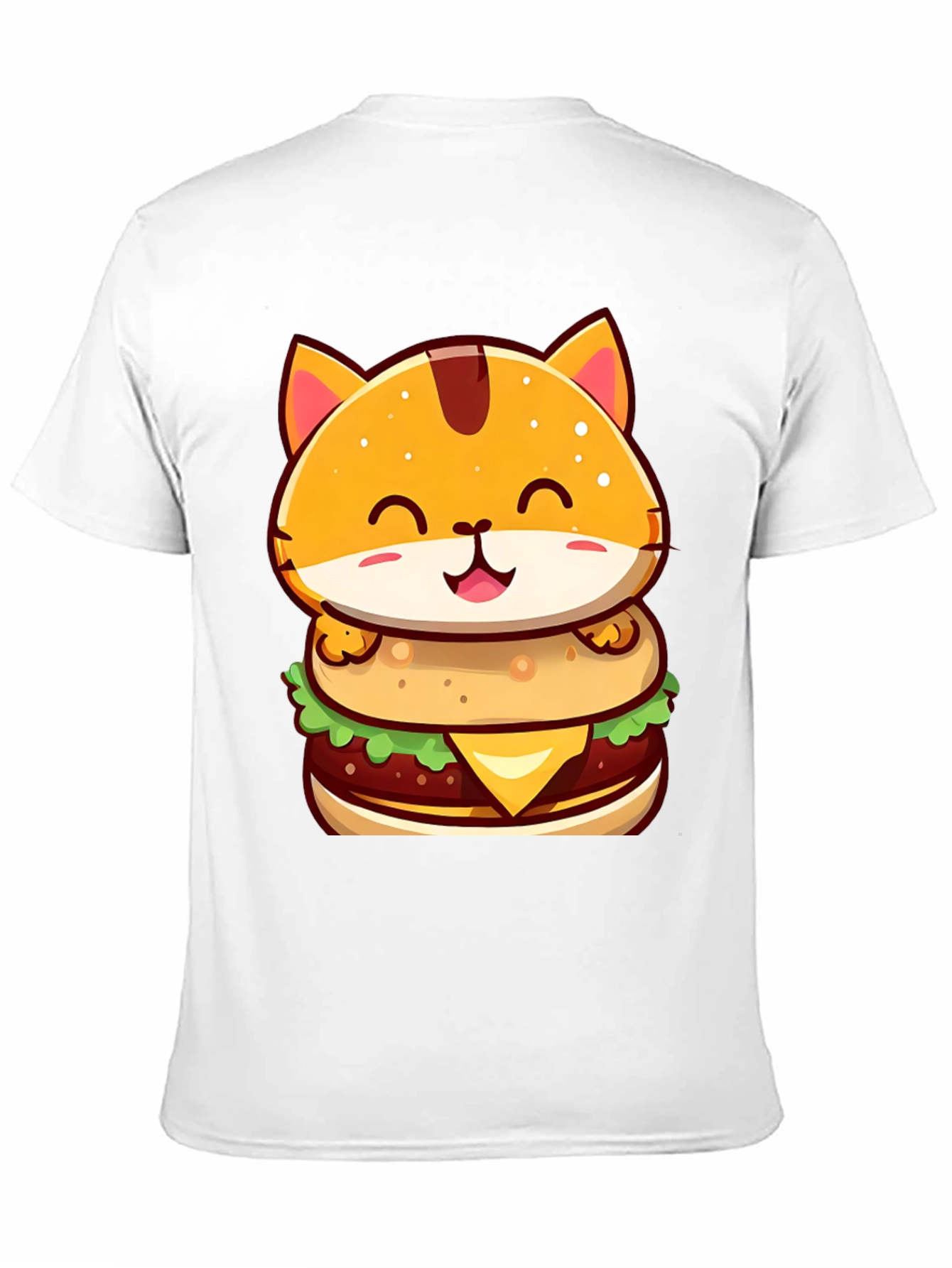 Burger Cat T-Shirt - Cute Cartoon Graphic Tee