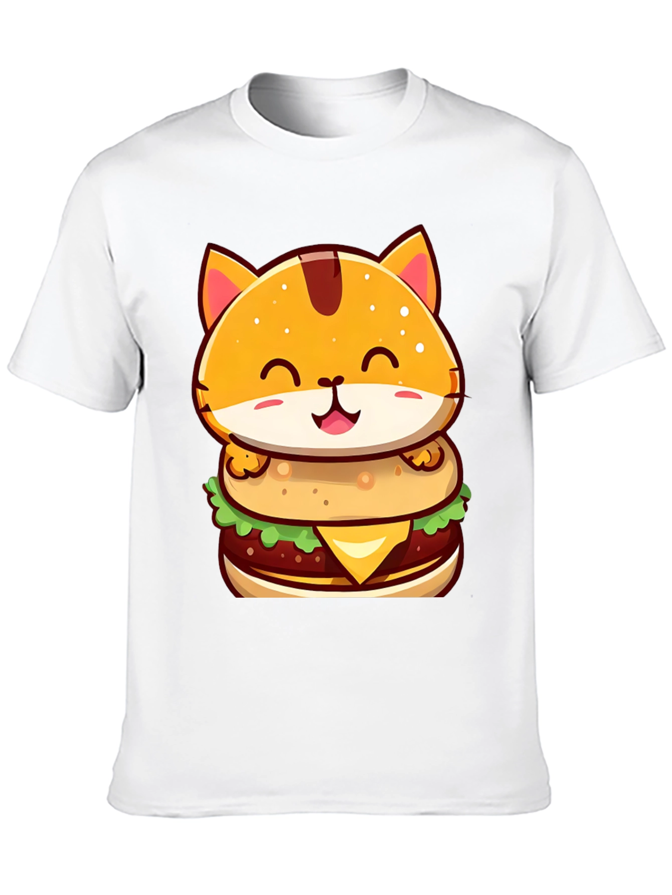 Burger Cat T-Shirt - Cute Cartoon Graphic Tee