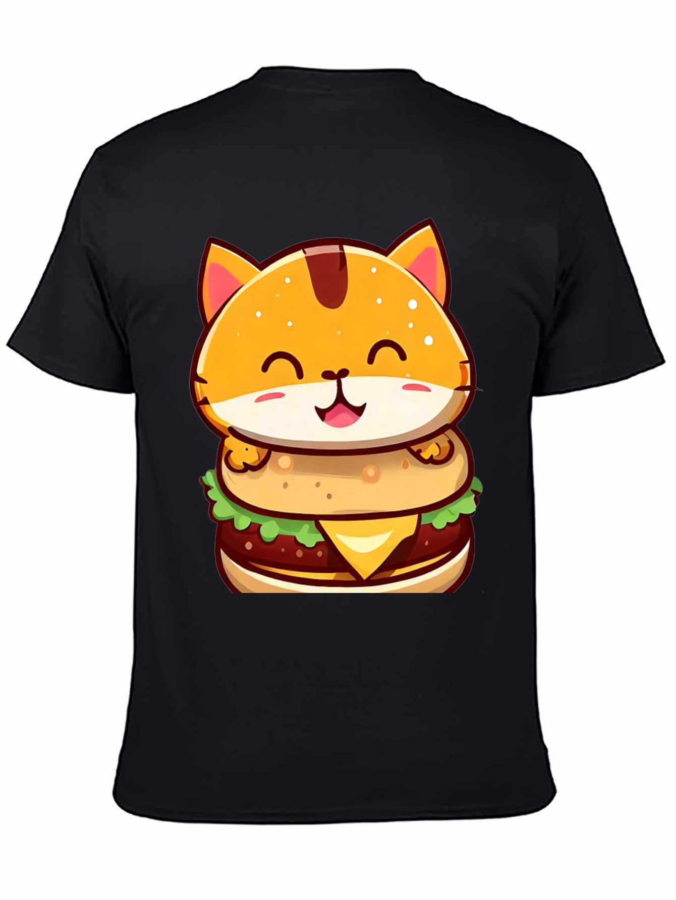 Burger Cat T-Shirt - Cute Cartoon Graphic Tee