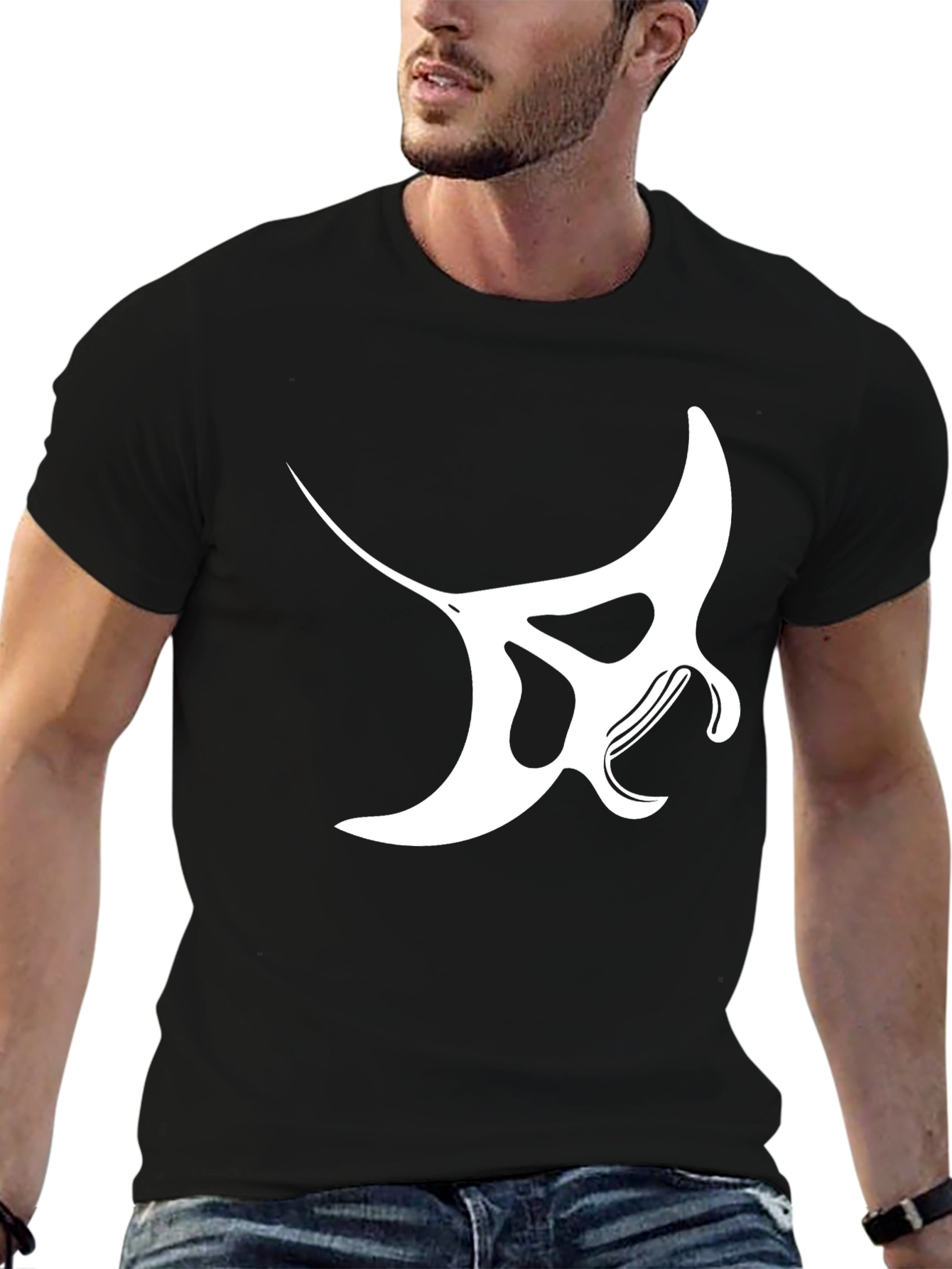 Manta Ray Graphic Tee - Stylish Black T-Shirt