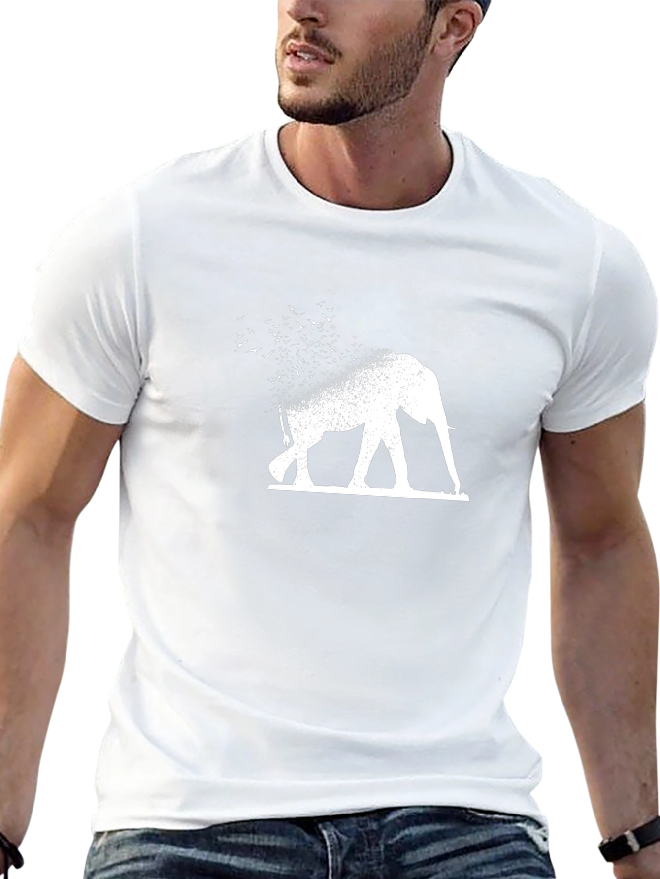 Elephant Birds T-Shirt - Black Cotton Tee