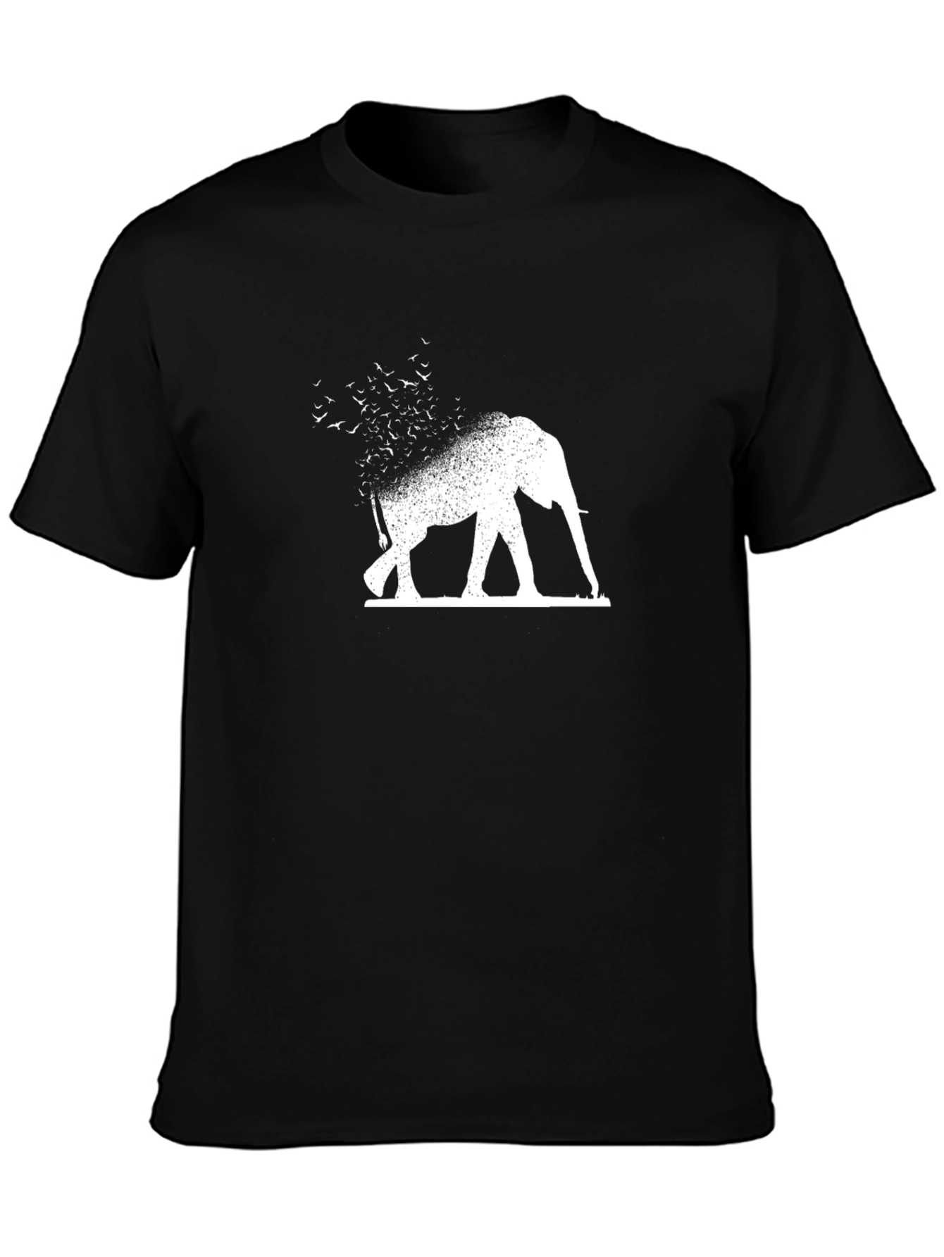 Elephant Birds T-Shirt - Black Cotton Tee