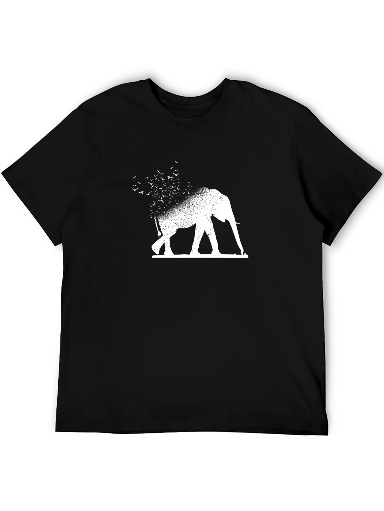 Elephant Birds T-Shirt - Black Cotton Tee