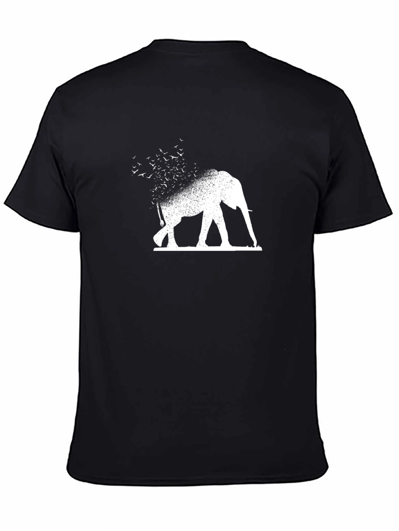 Elephant Birds T-Shirt - Black Cotton Tee
