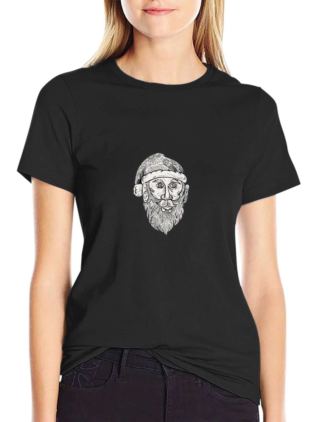 Sketch Santa Graphic Tee - Black