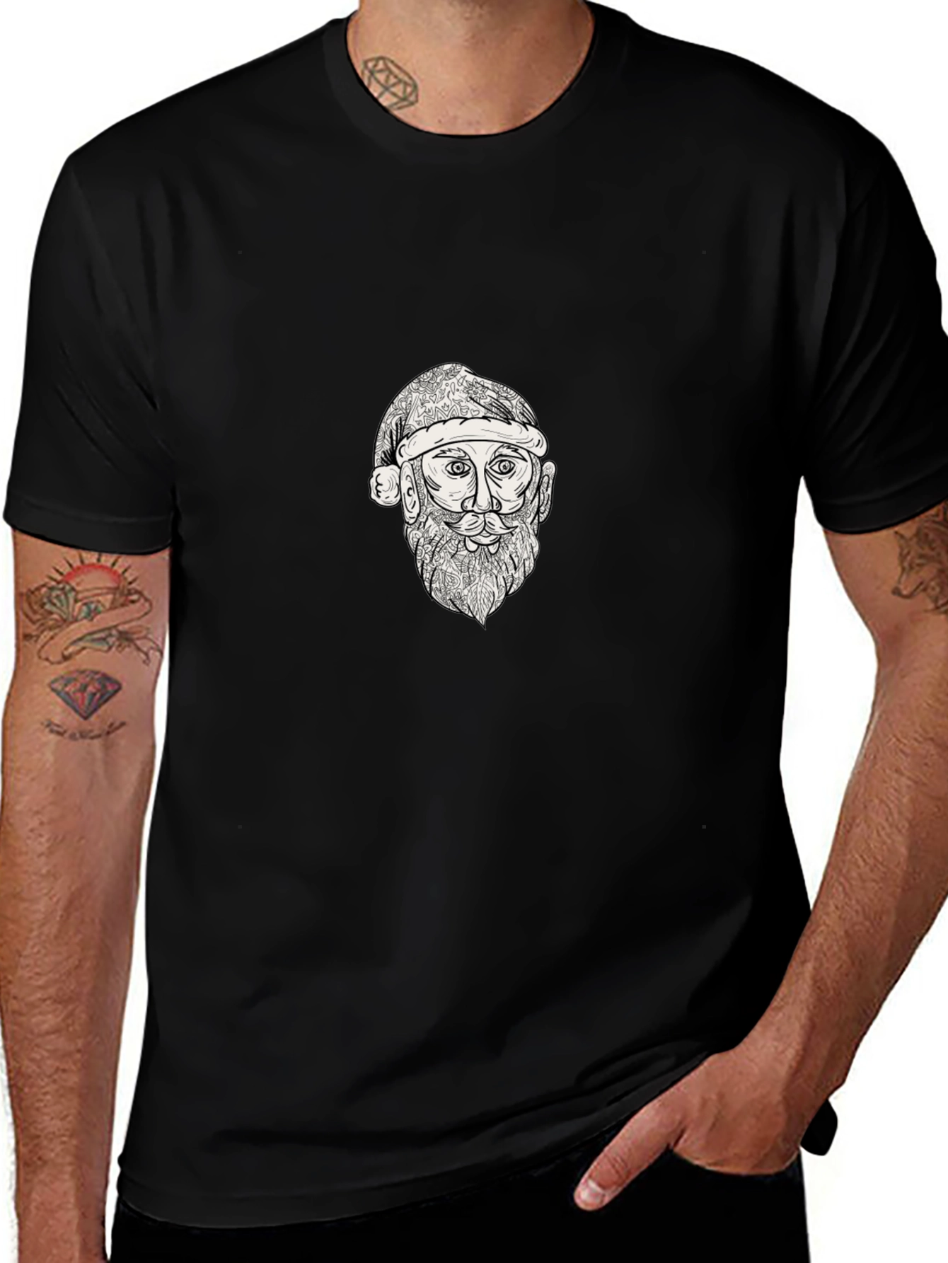 Sketch Santa Graphic Tee - Black