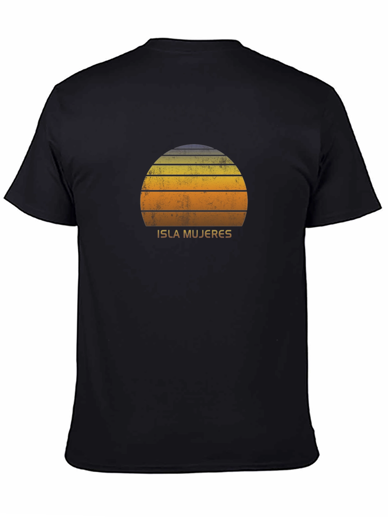Isla Mujeres Sunset Graphic Tee - Casual Black T-Shirt