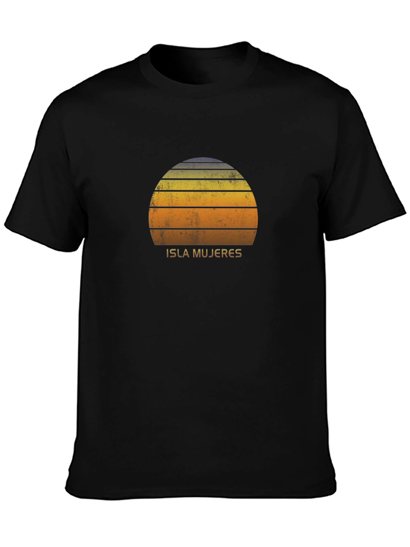Isla Mujeres Sunset Graphic Tee - Casual Black T-Shirt