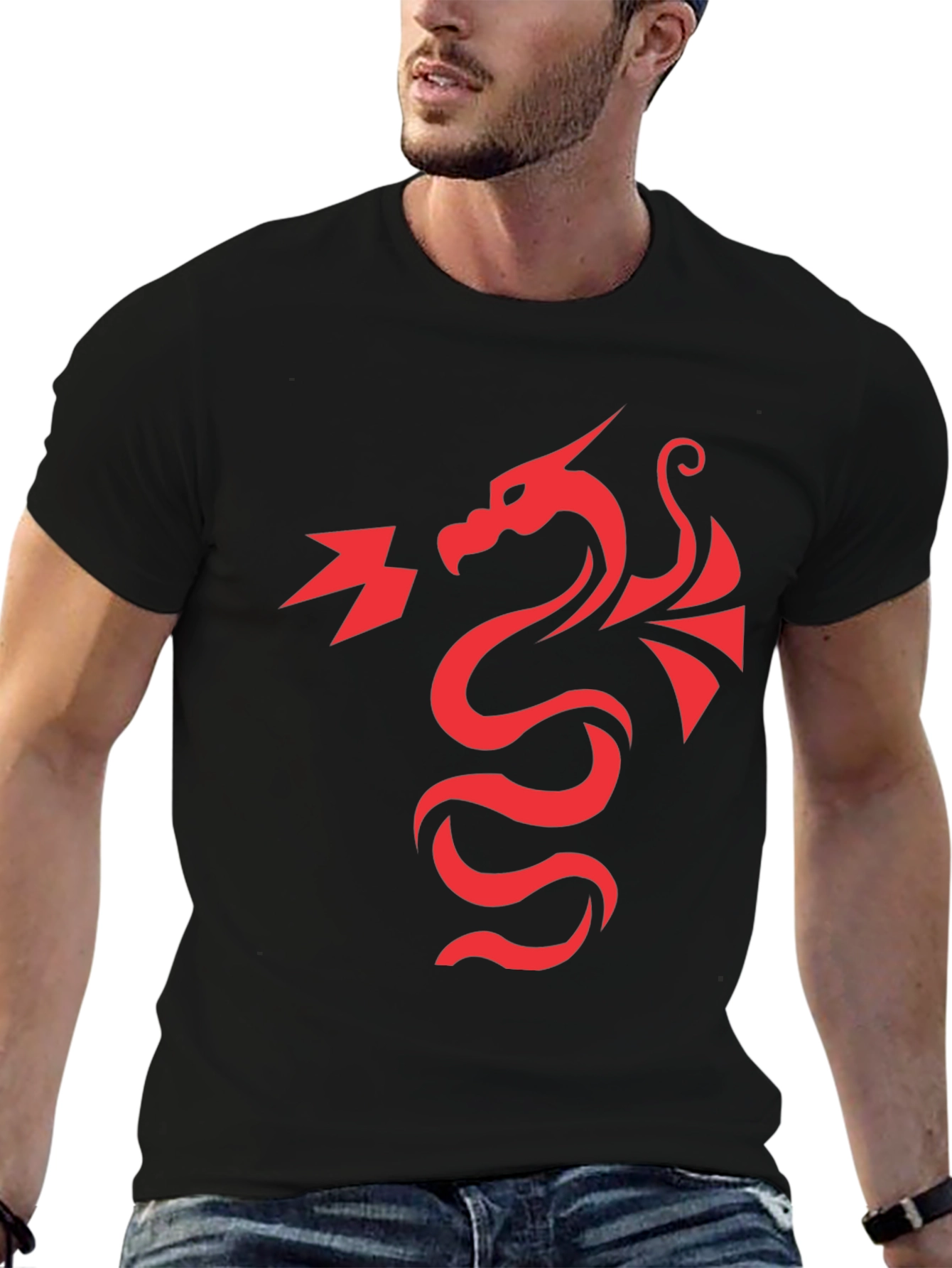 Red Dragon Graphic Tee - Black