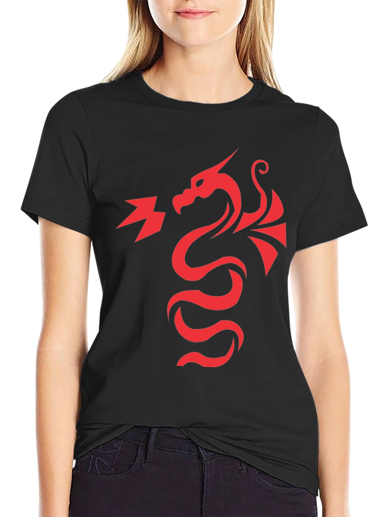 Red Dragon Graphic Tee - Black