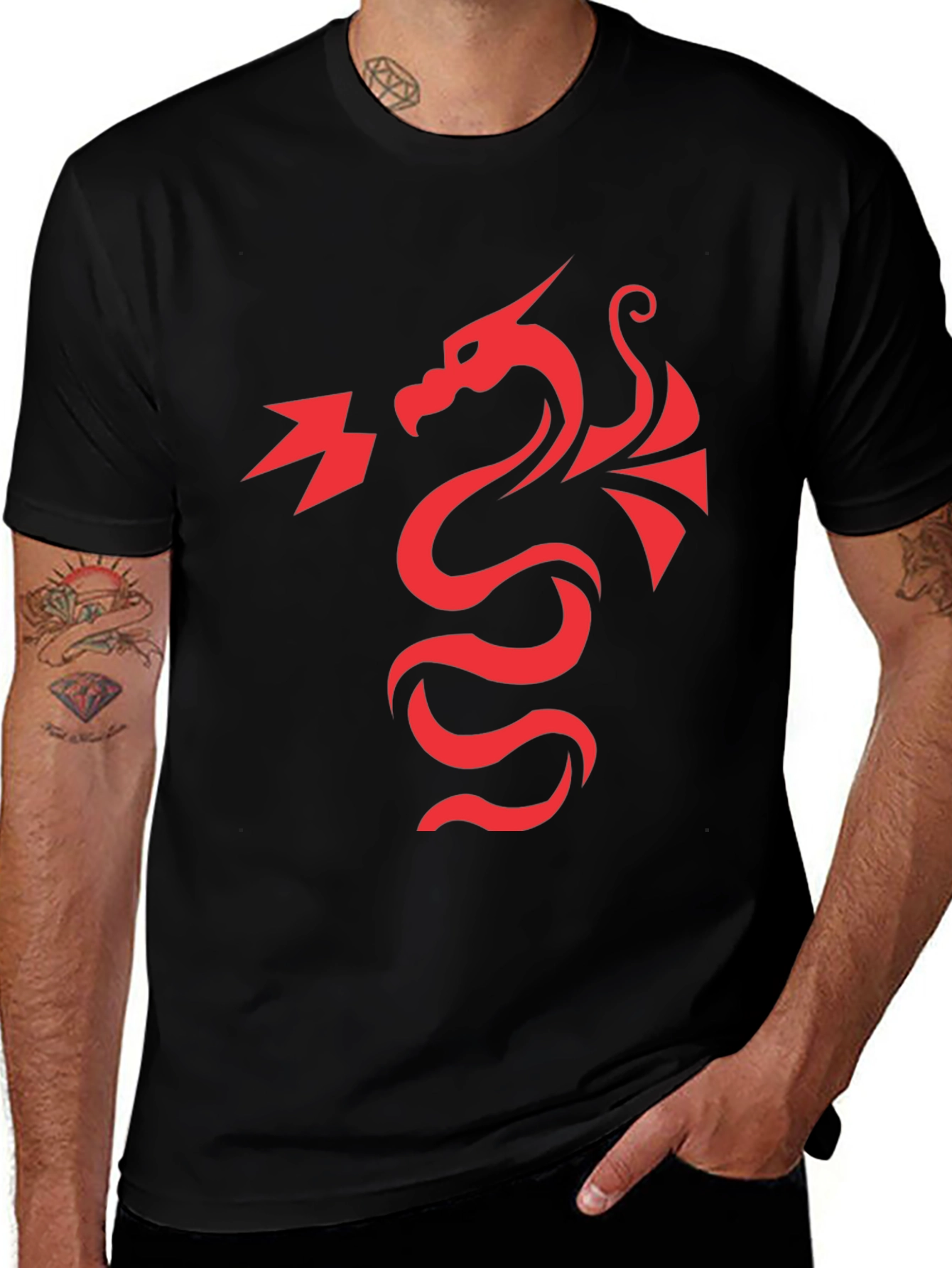 Red Dragon Graphic Tee - Black
