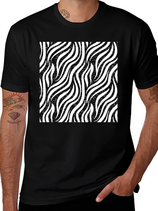 Zebra Stripe Pattern Black T-Shirt