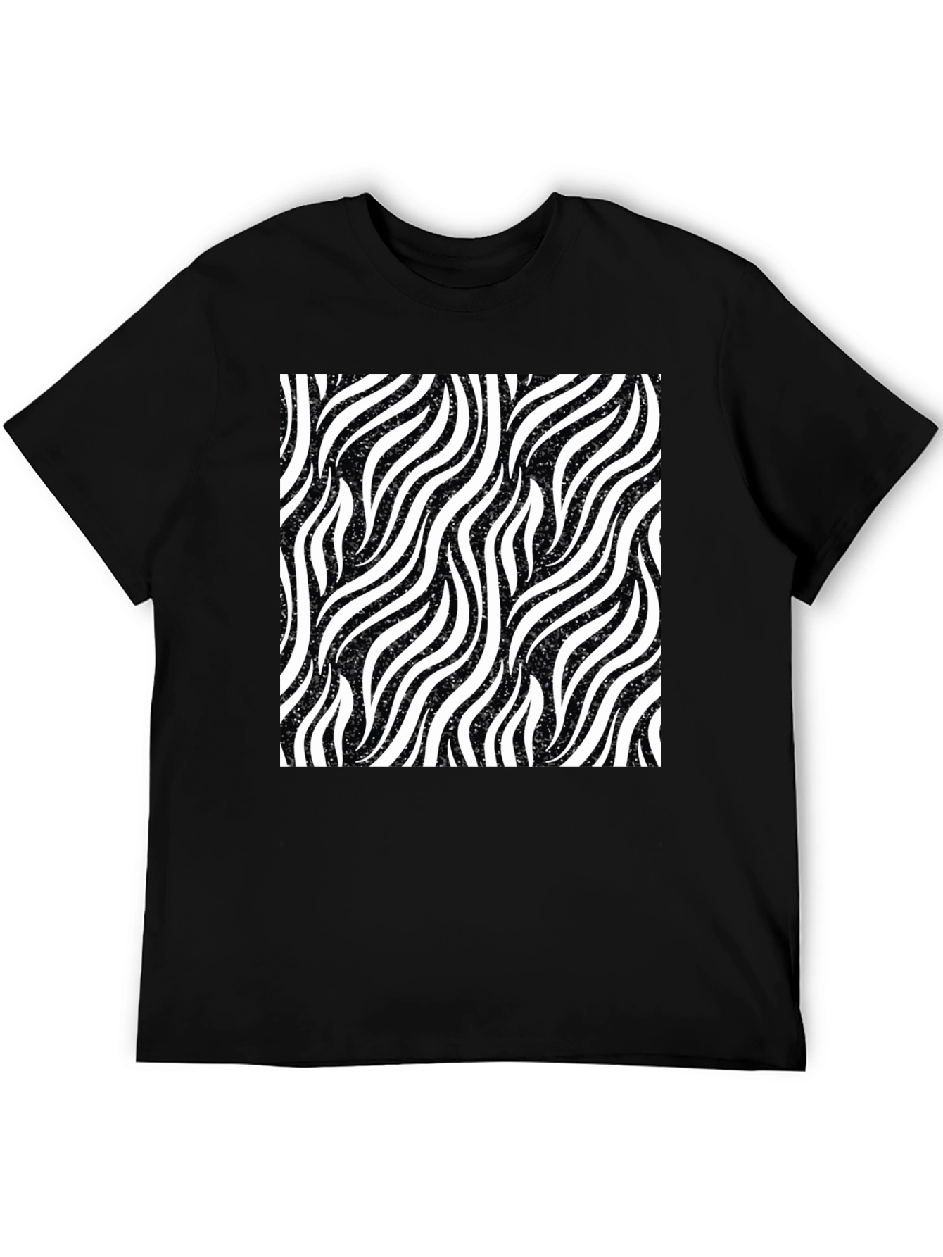 Zebra Stripe Pattern Black T-Shirt