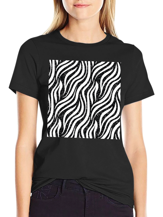 Zebra Stripe Pattern Black T-Shirt