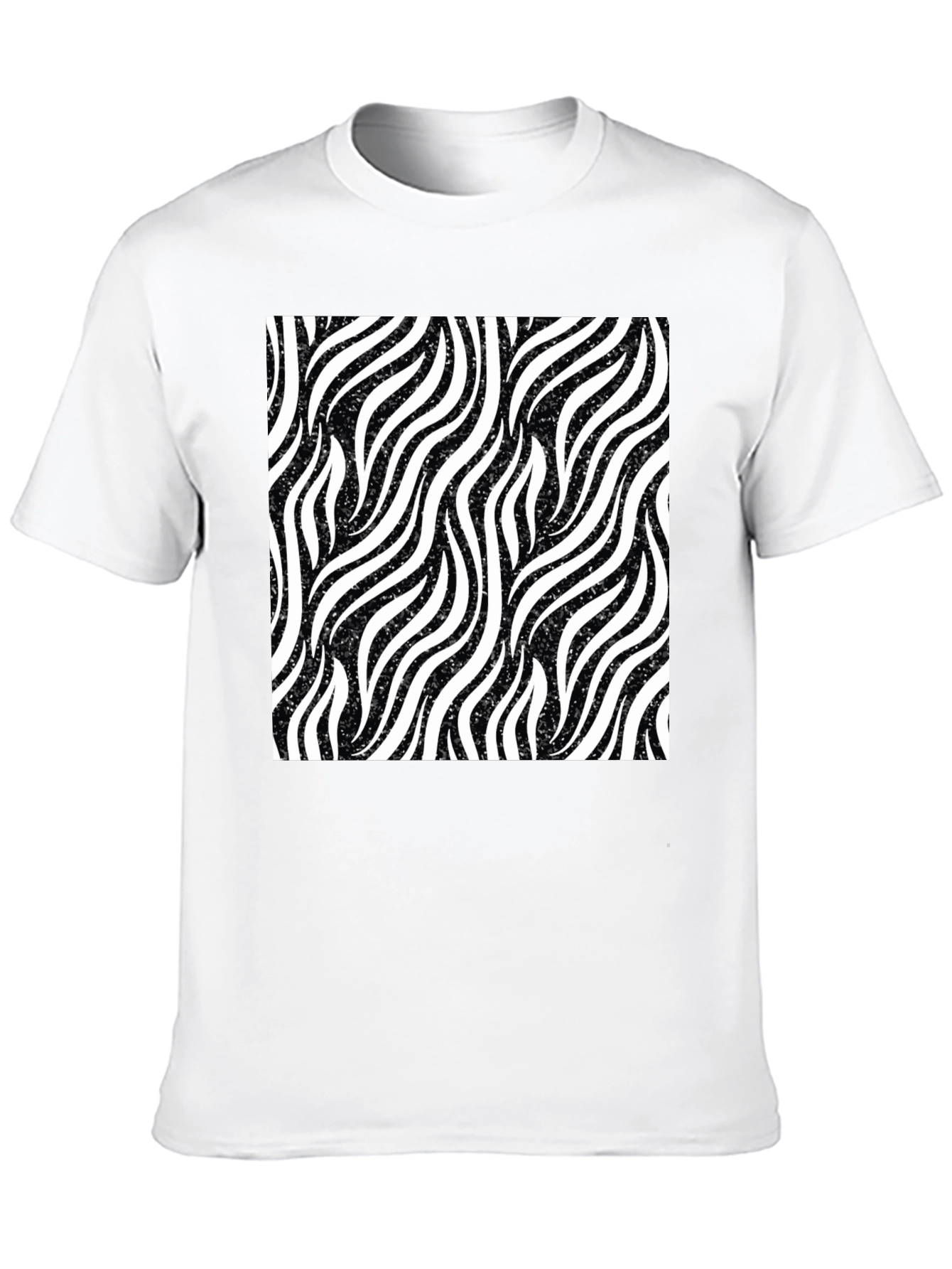 Zebra Stripe Pattern Black T-Shirt
