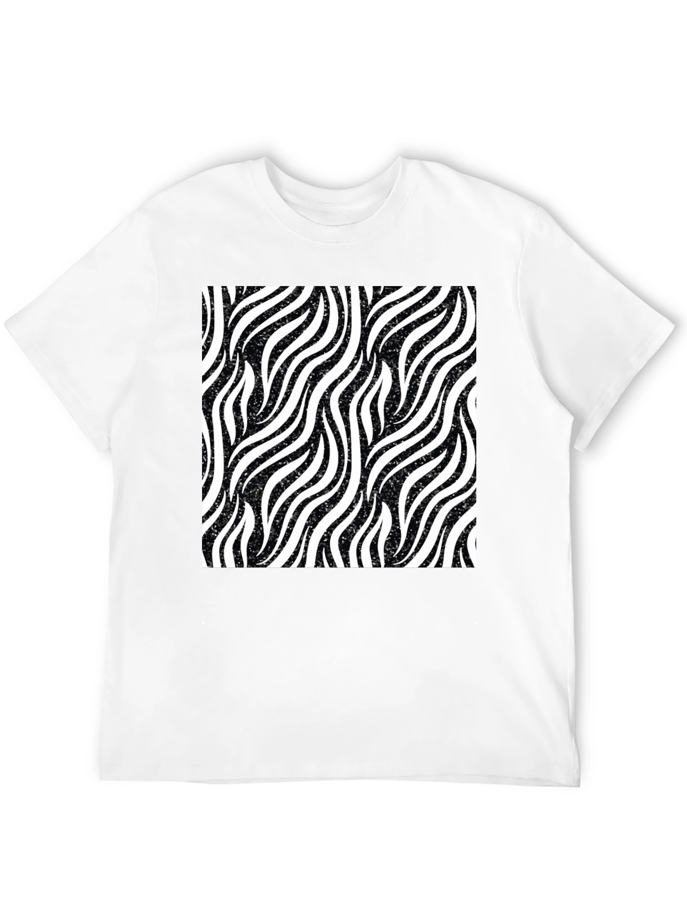 Zebra Stripe Pattern Black T-Shirt