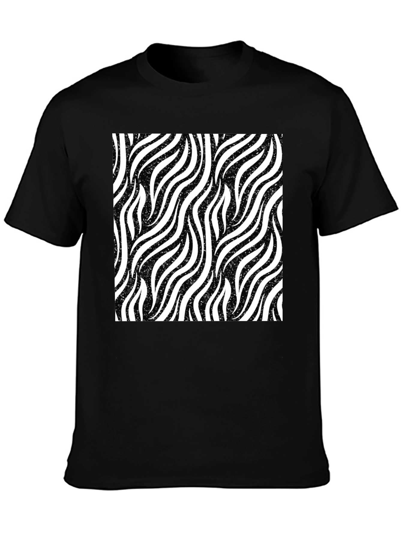Zebra Stripe Pattern Black T-Shirt