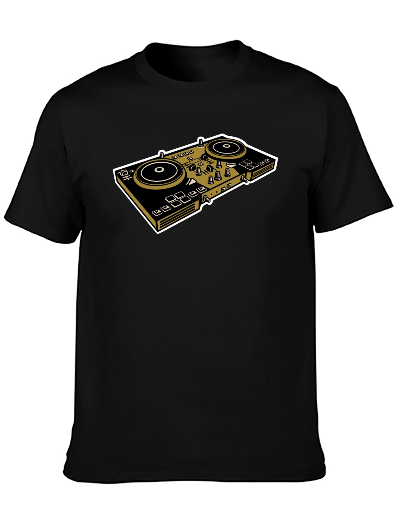 DJ Turntable Graphic Tee - Black Cotton Shirt