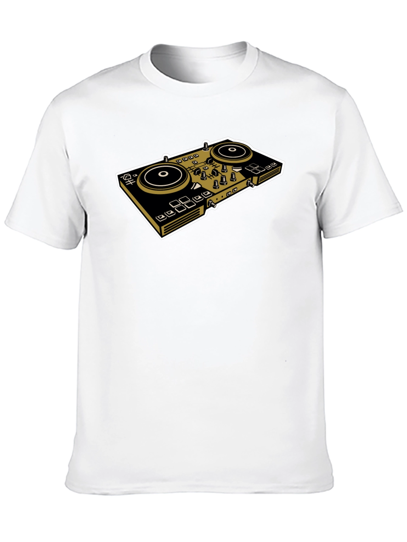 DJ Turntable Graphic Tee - Black Cotton Shirt