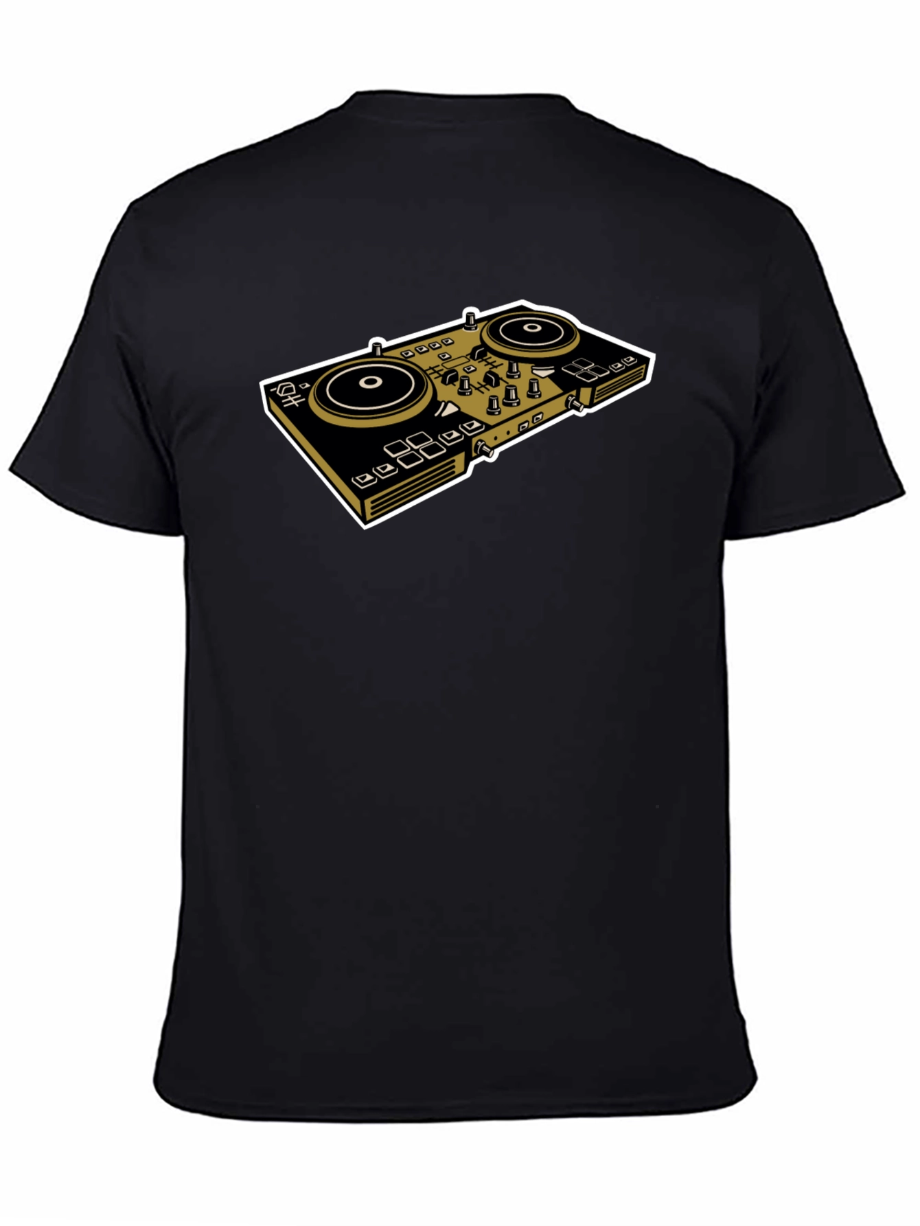 DJ Turntable Graphic Tee - Black Cotton Shirt