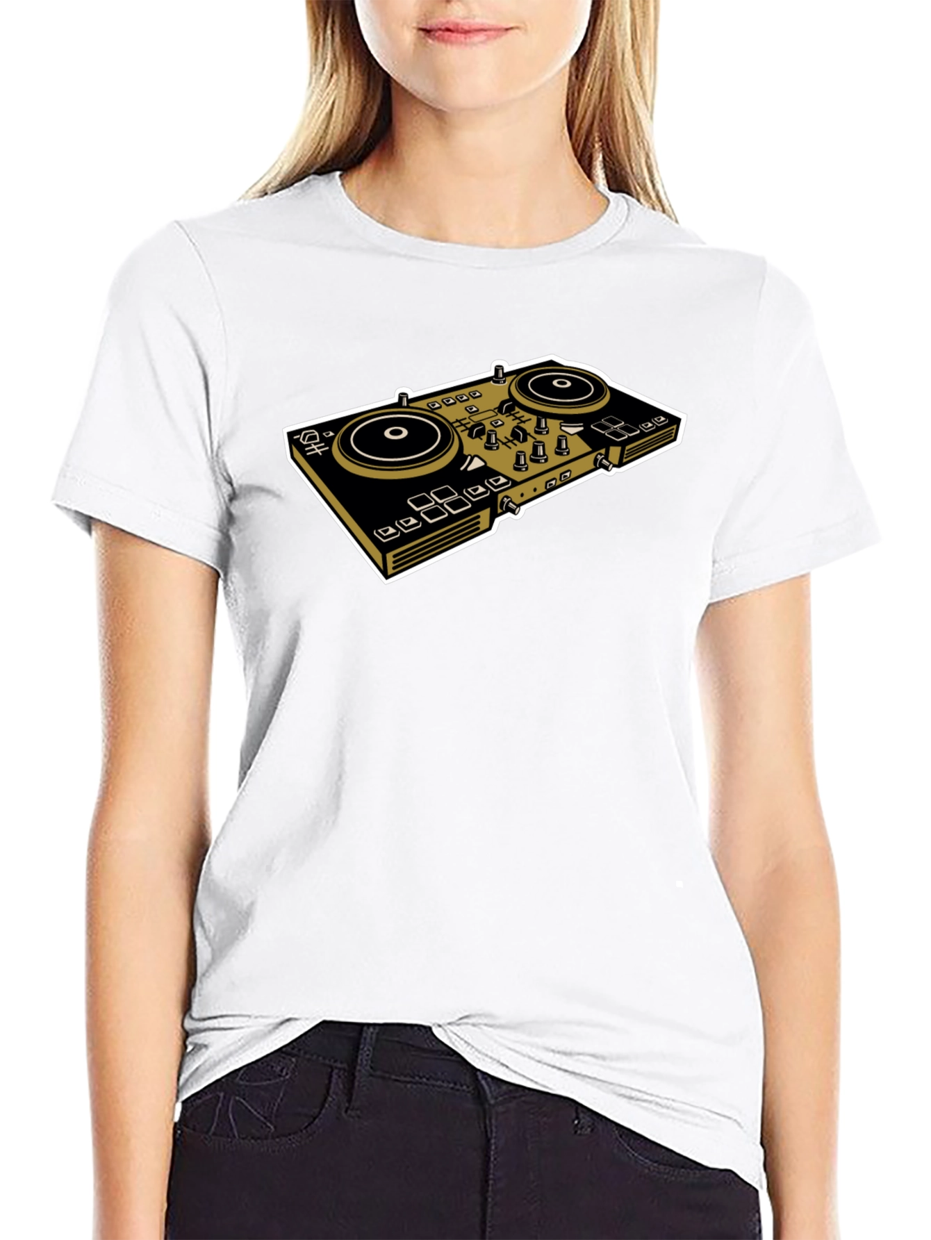 DJ Turntable Graphic Tee - Black Cotton Shirt