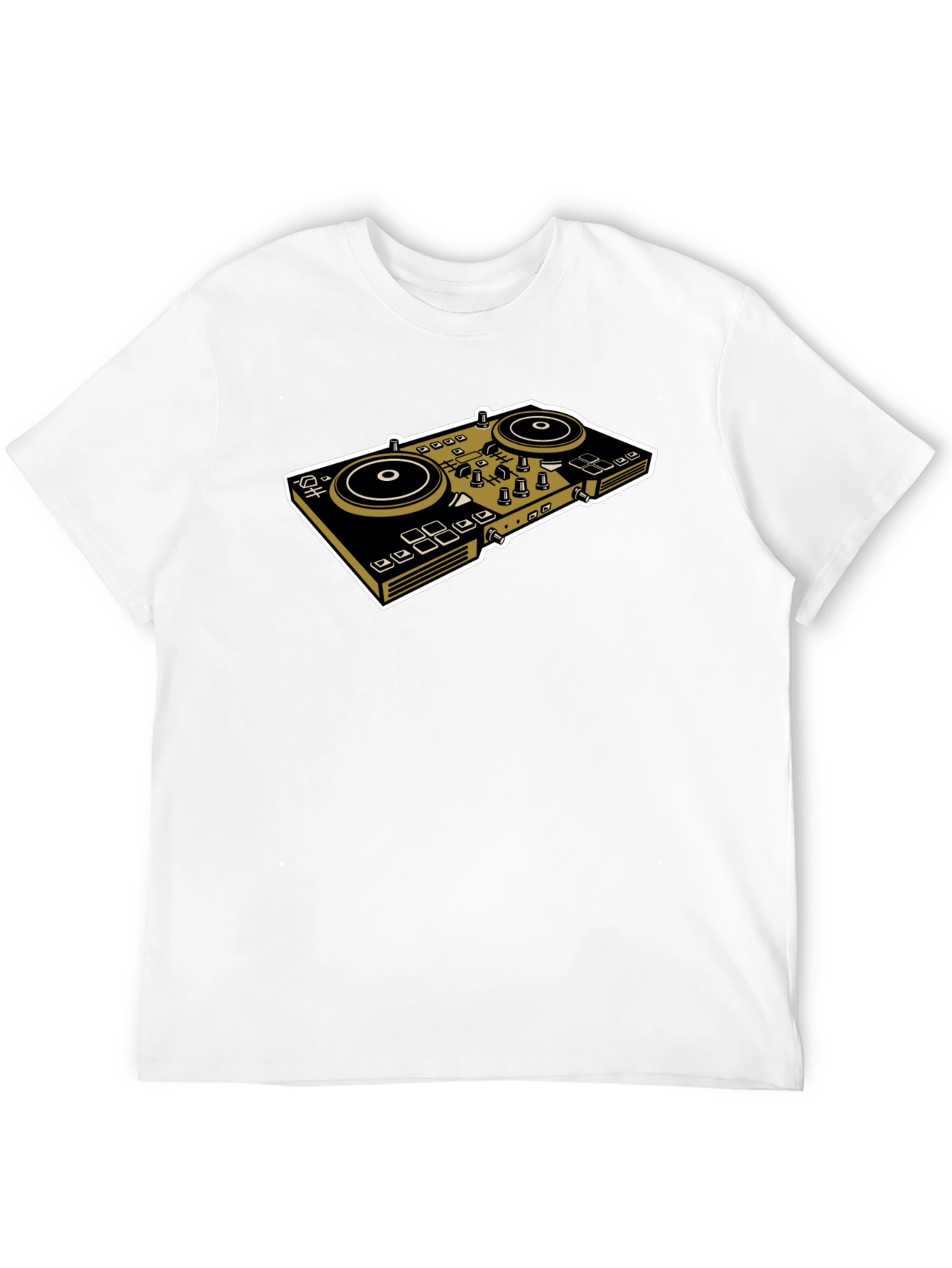 DJ Turntable Graphic Tee - Black Cotton Shirt