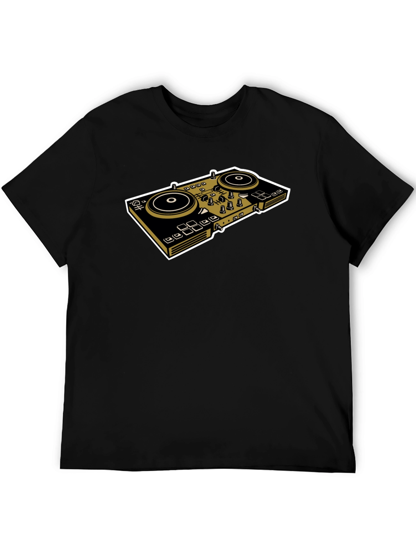 DJ Turntable Graphic Tee - Black Cotton Shirt