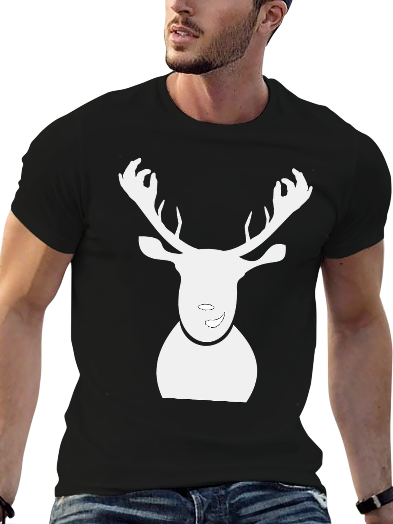 Reindeer Graphic Black T-Shirt