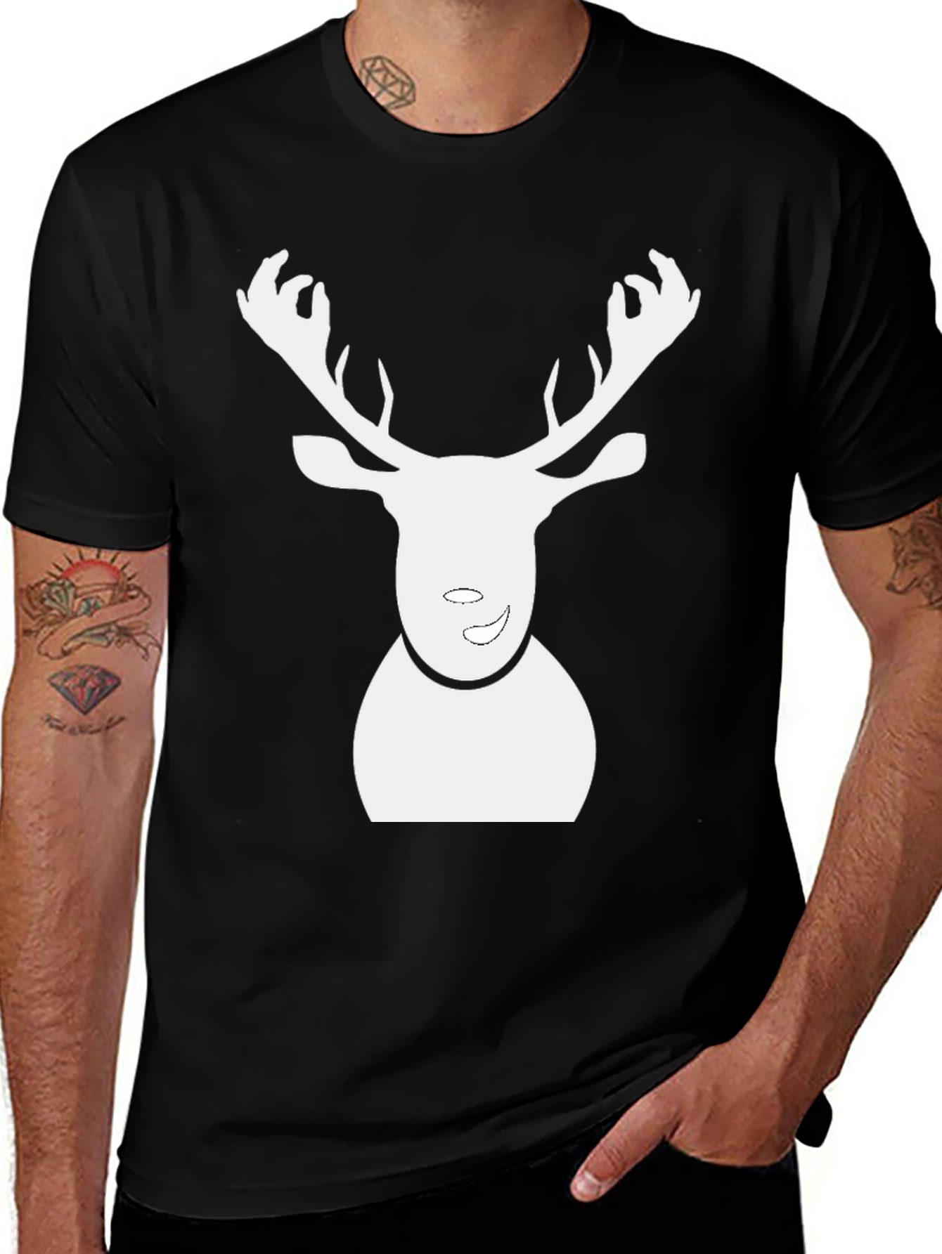 Reindeer Graphic Black T-Shirt