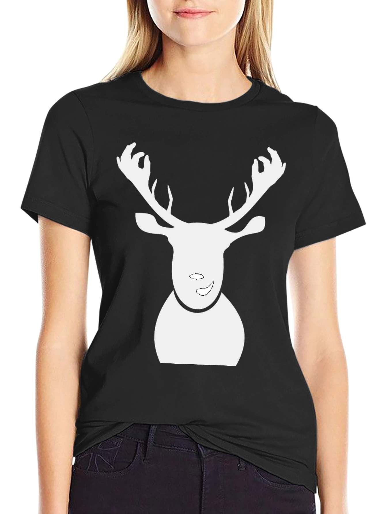 Reindeer Graphic Black T-Shirt