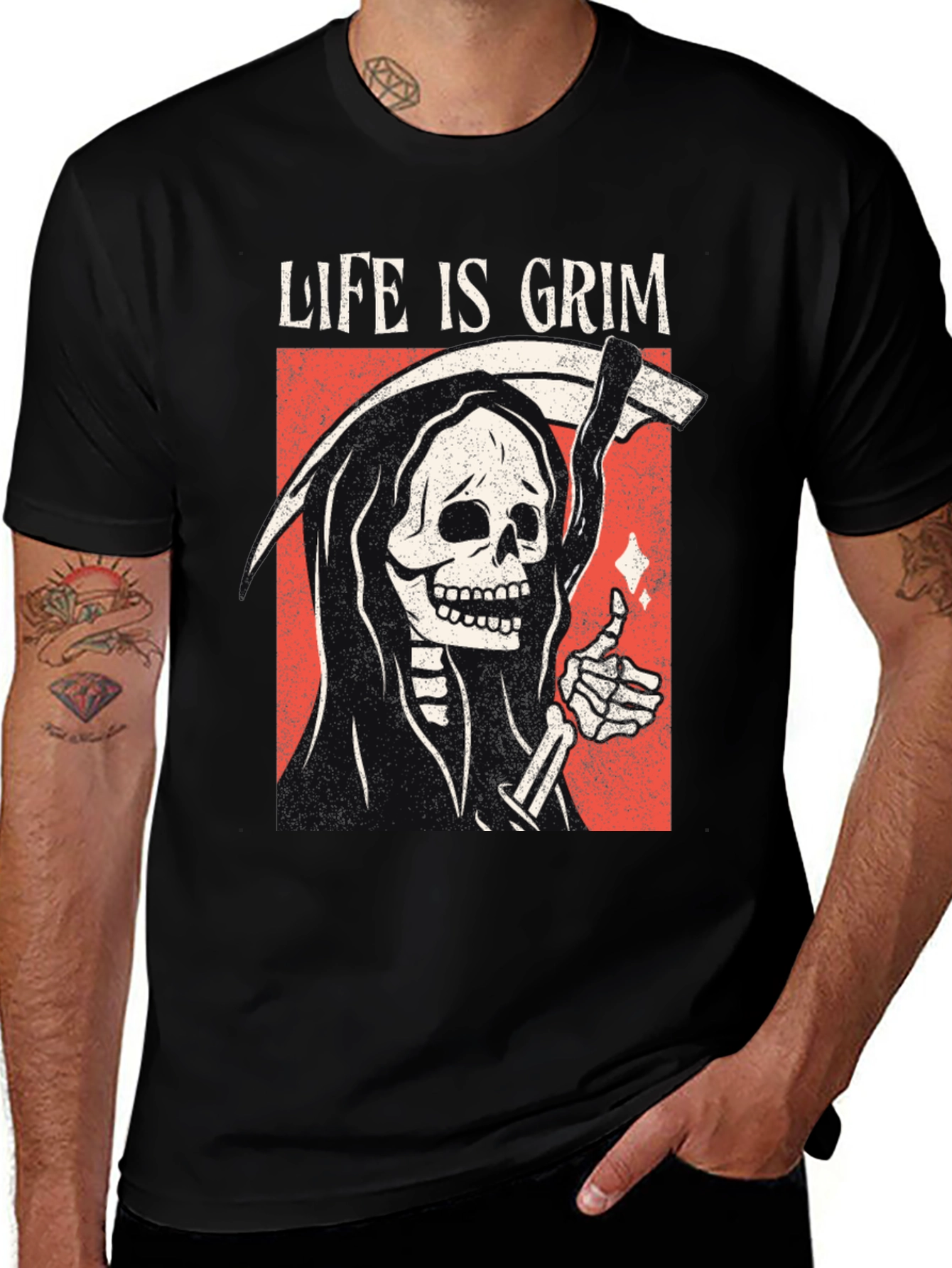 Life Is Grim Graphic Tee - Black