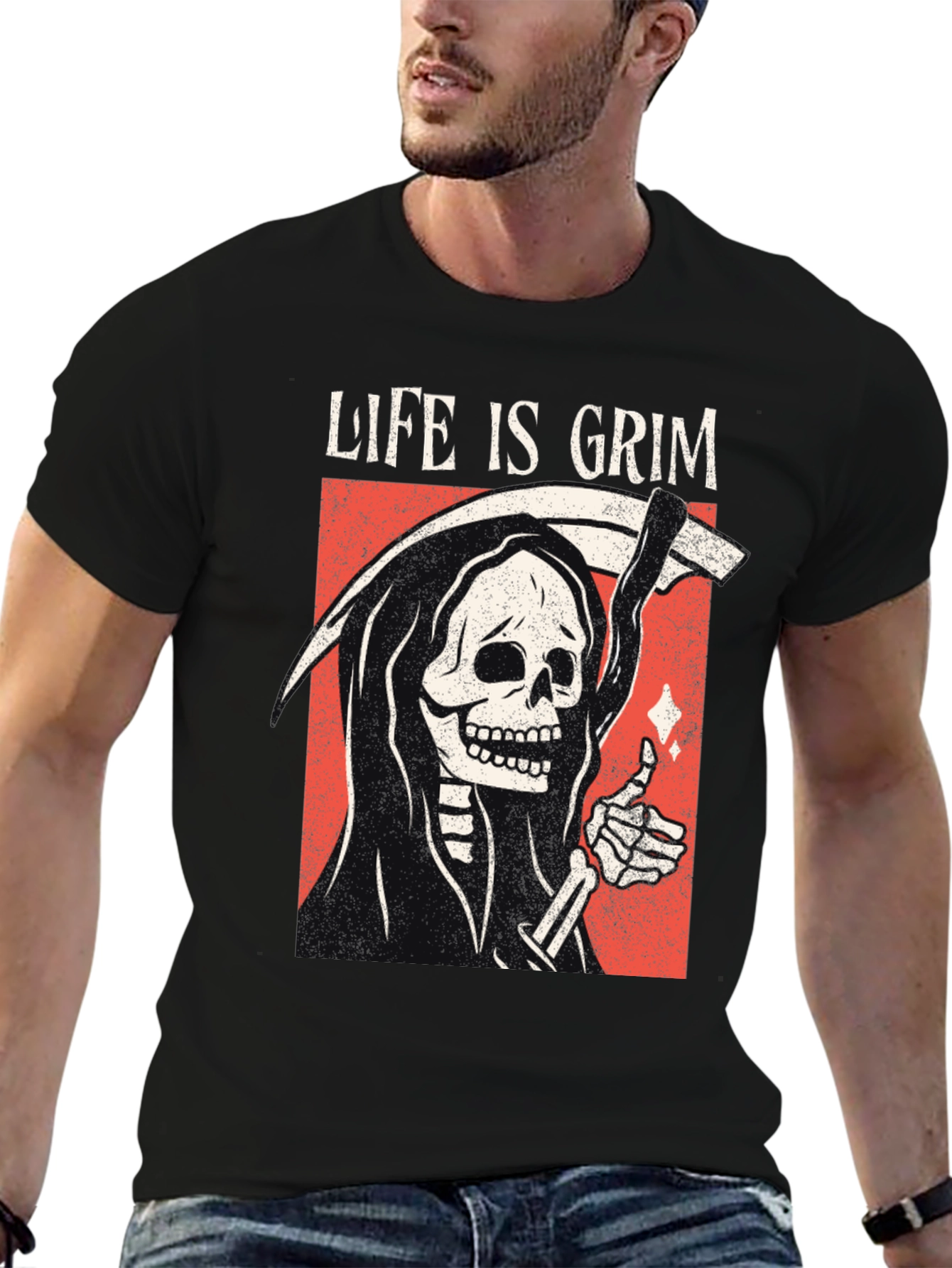 Life Is Grim Graphic Tee - Black