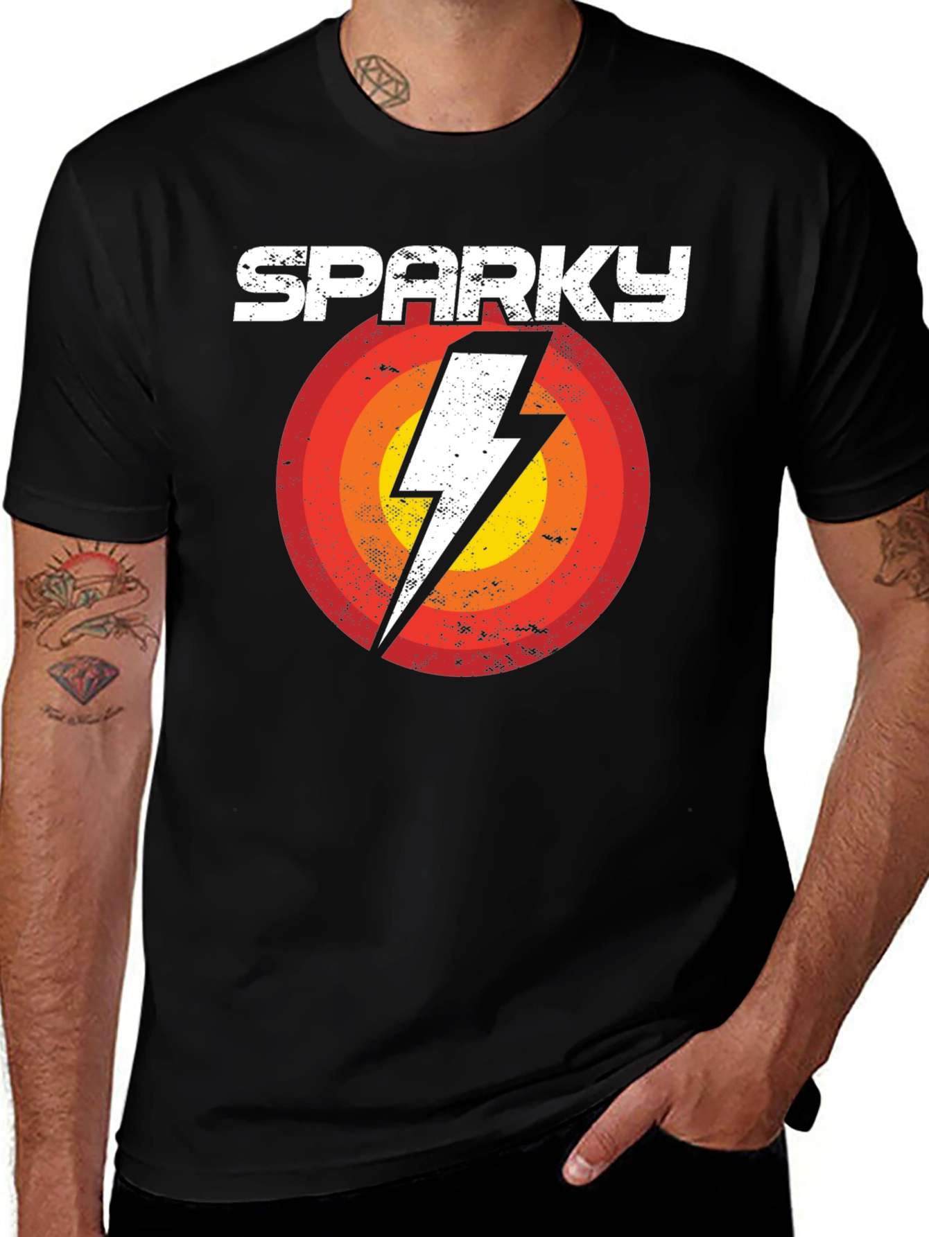 Sparky Graphic Tee - Retro Lightning Bolt Design