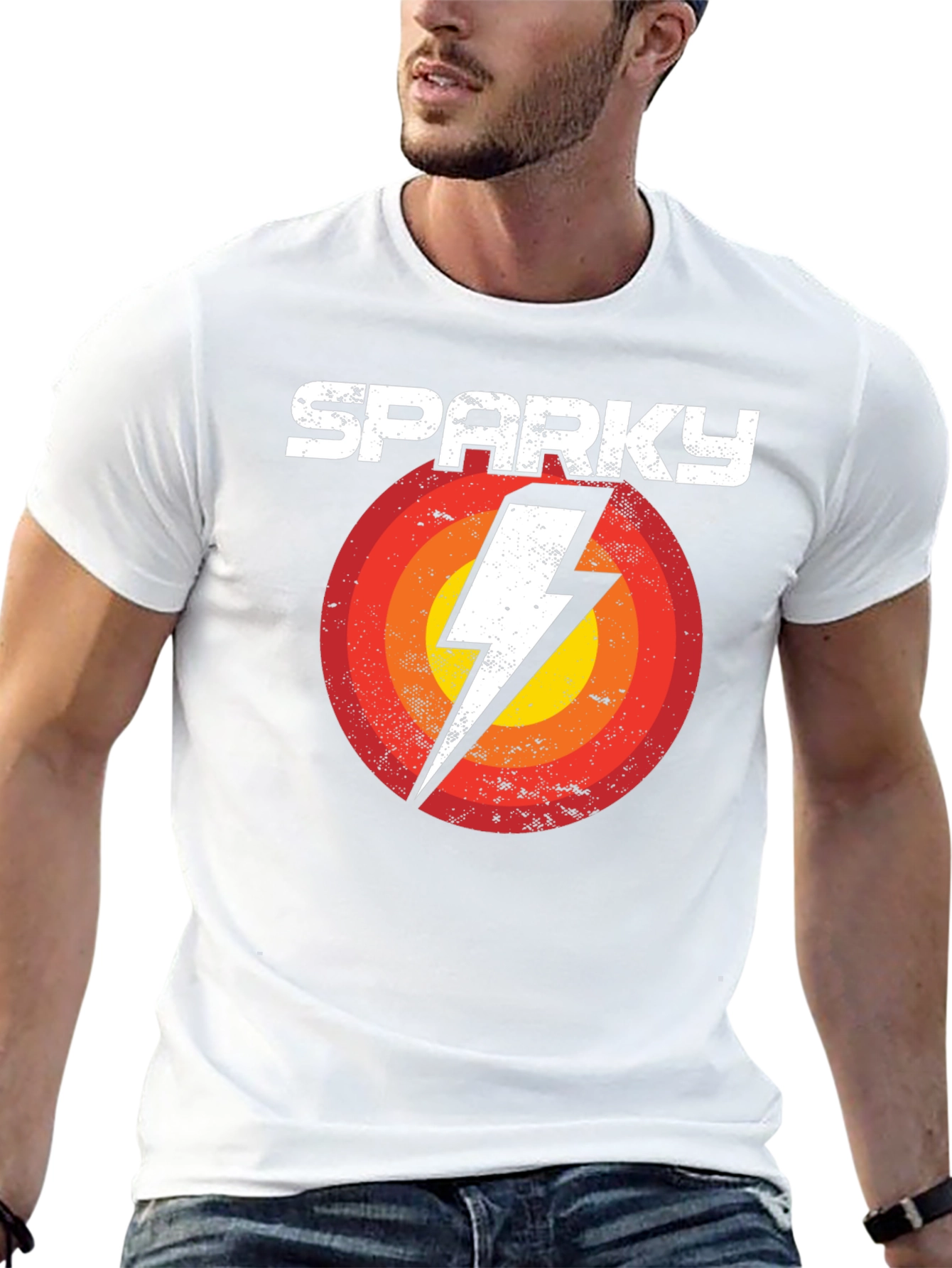 Sparky Graphic Tee - Retro Lightning Bolt Design