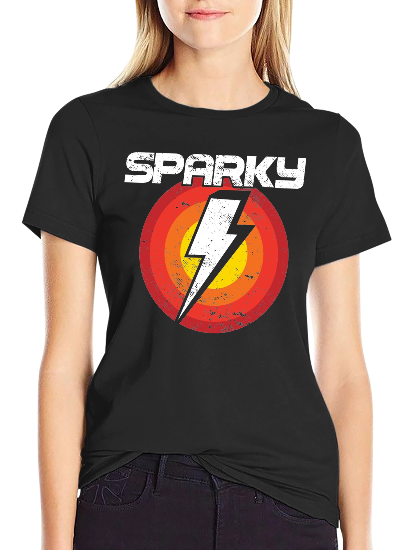 Sparky Graphic Tee - Retro Lightning Bolt Design