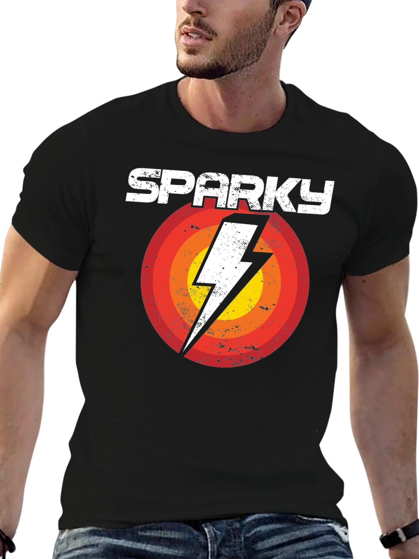 Sparky Graphic Tee - Retro Lightning Bolt Design