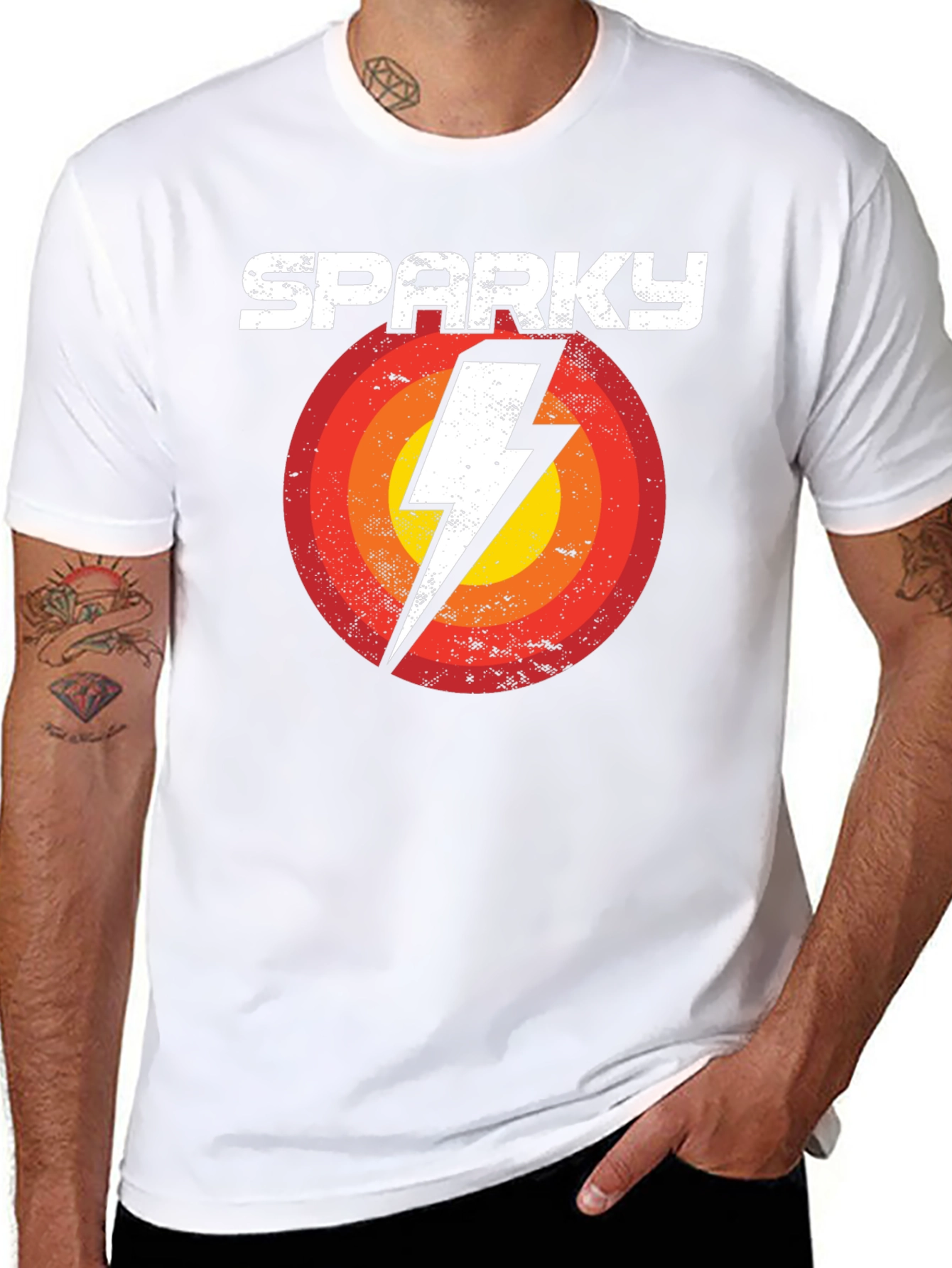 Sparky Graphic Tee - Retro Lightning Bolt Design