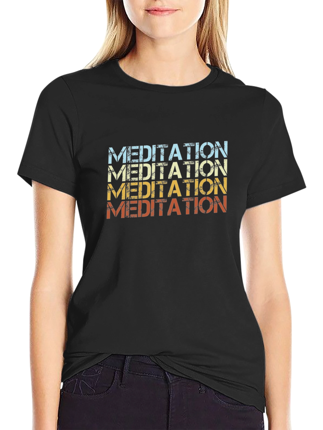 Meditation Graphic T-Shirt Retro Style
