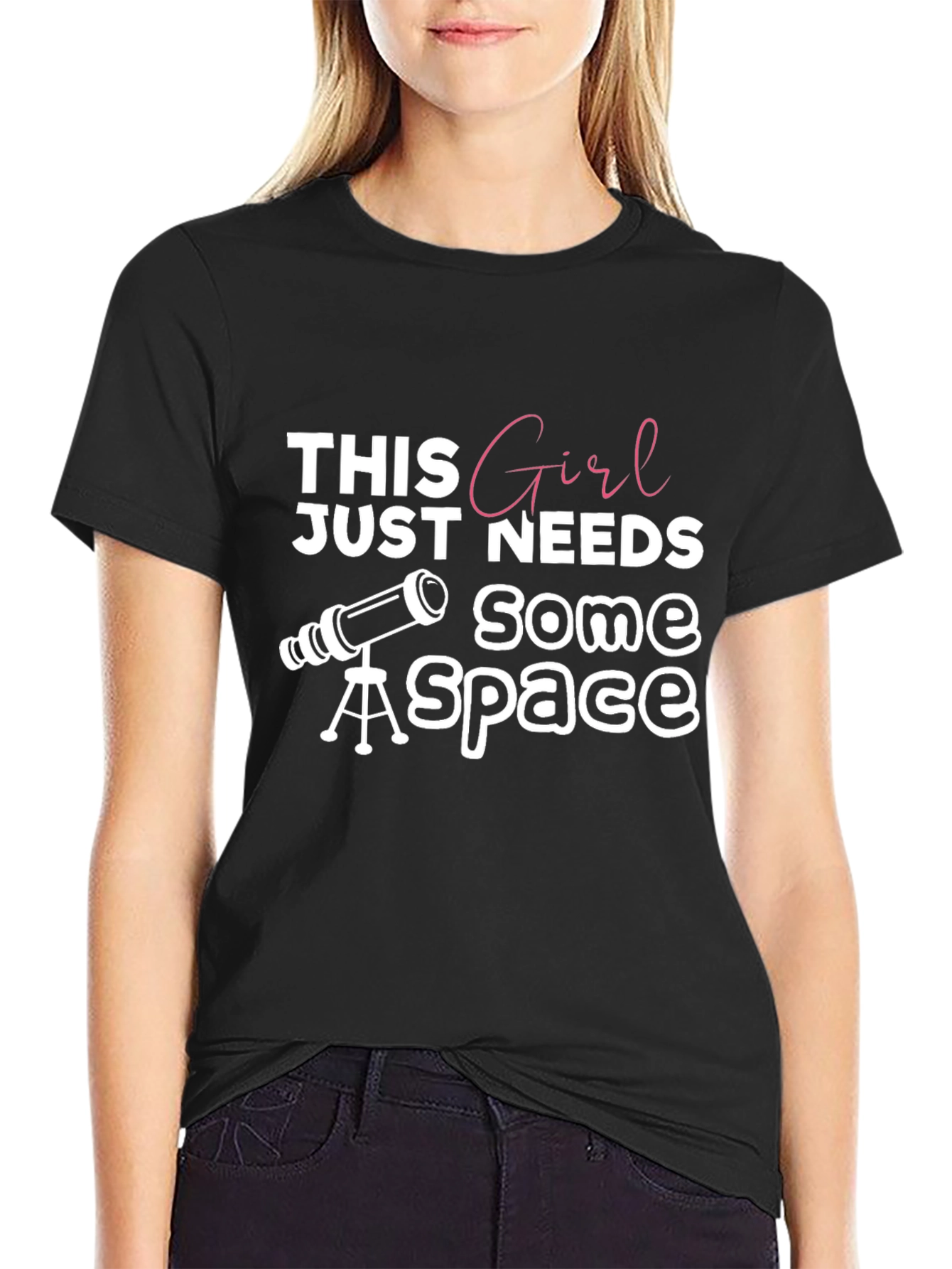 Space Girl Black Graphic Tee