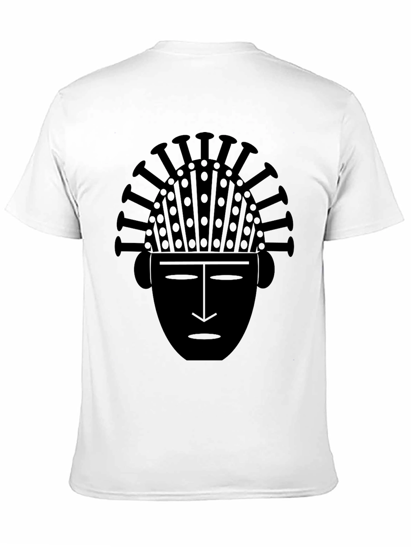 Tribal Mask Graphic Tee - Black Cotton T-Shirt