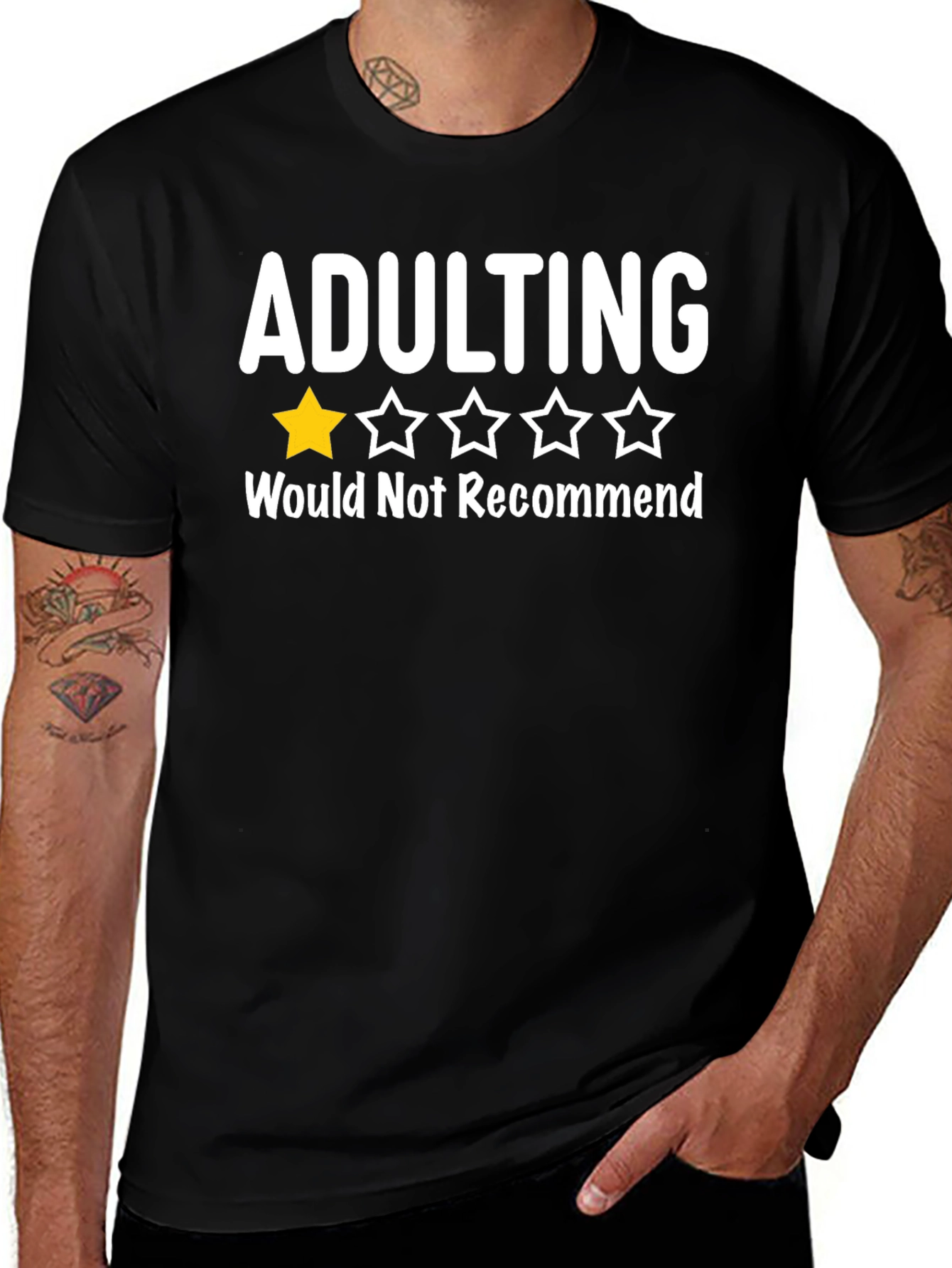 Adulting One Star T-Shirt Funny Sarcastic Tee