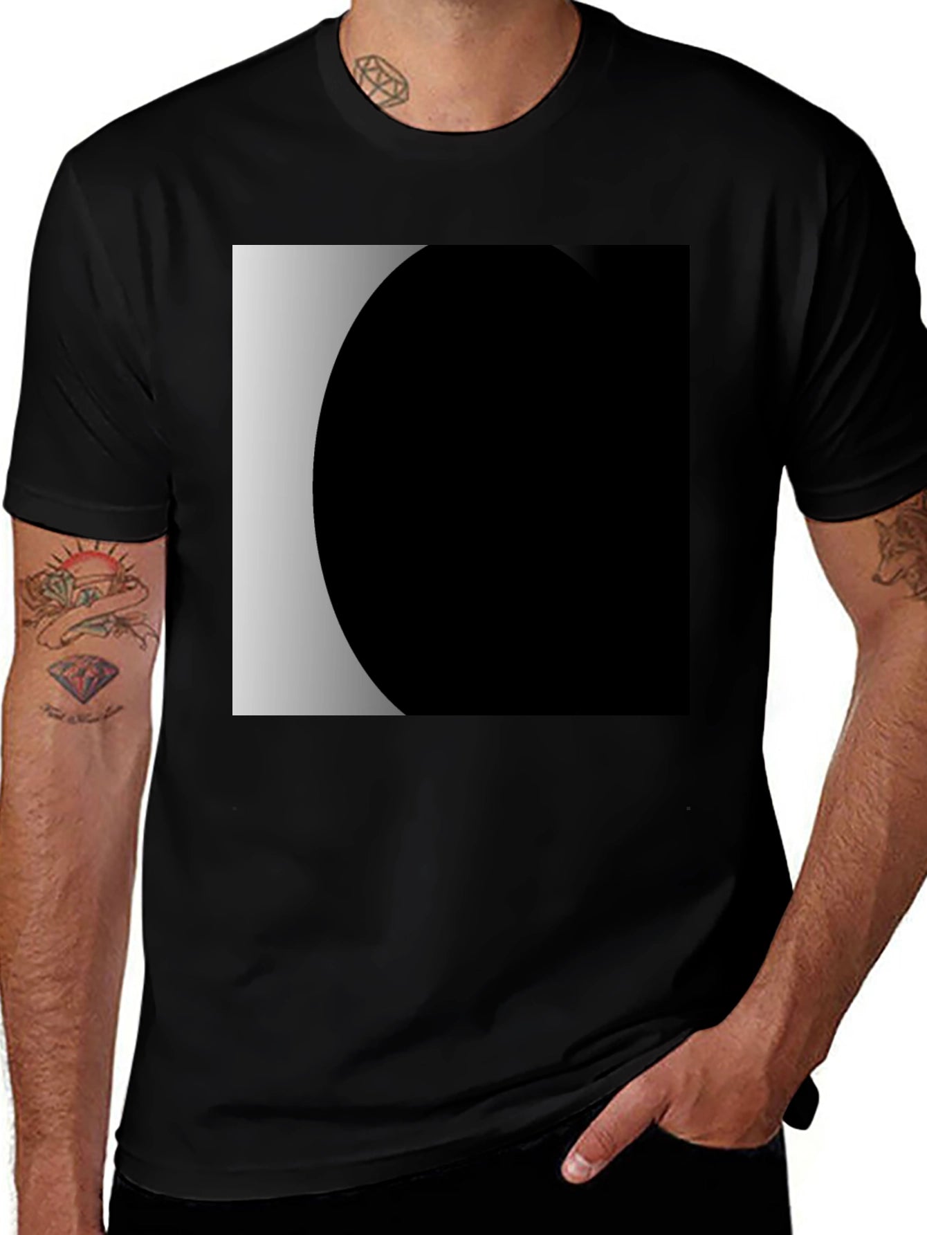 Modern Black T-Shirt with Geometric Design