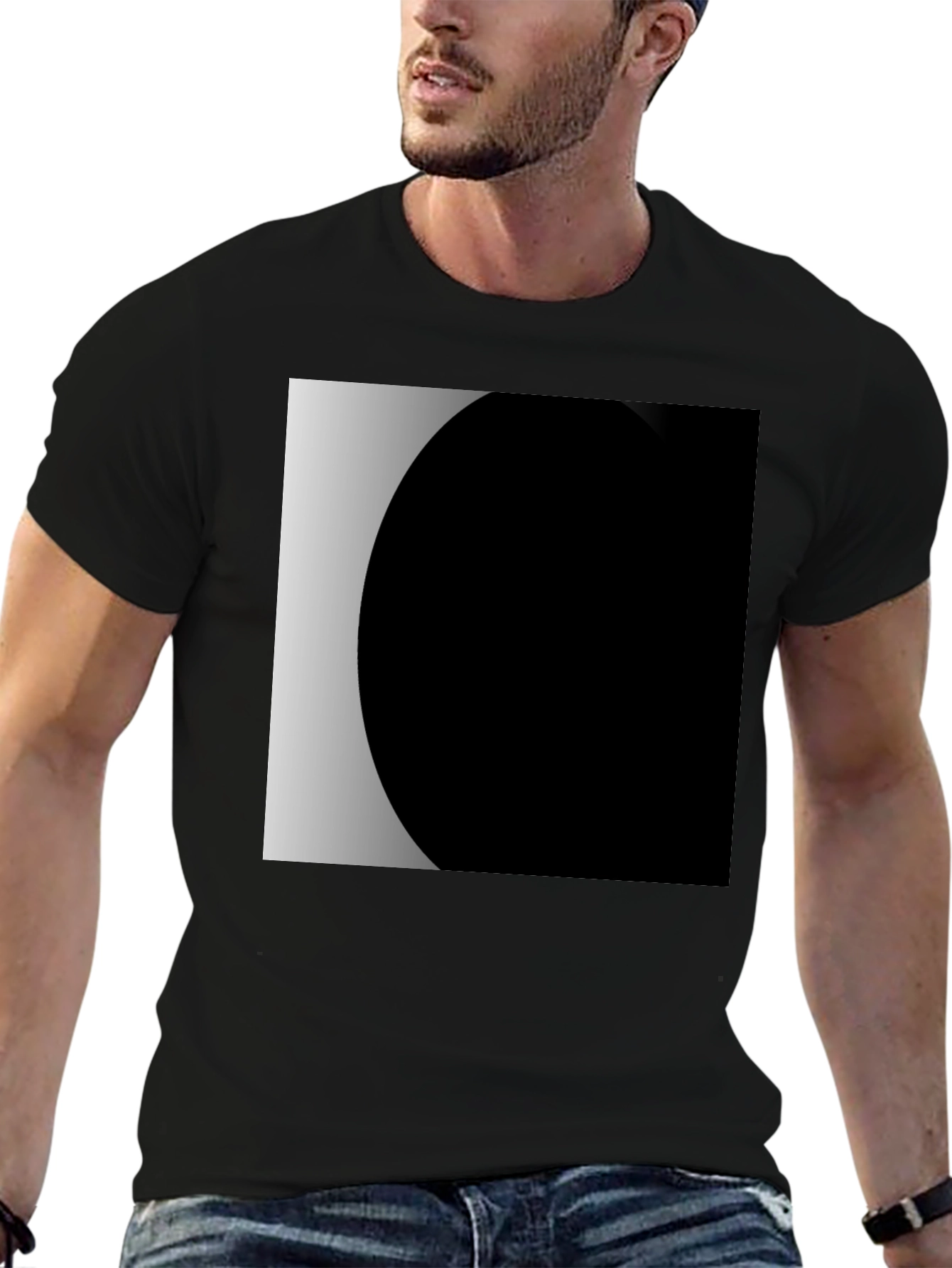 Modern Black T-Shirt with Geometric Design