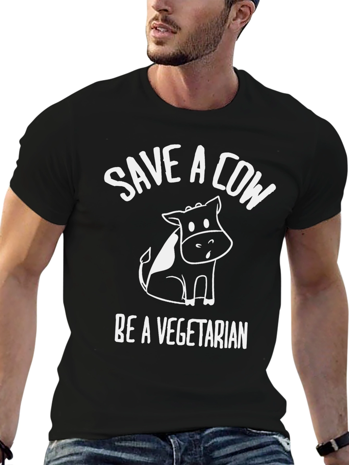 Save a Cow Be Vegetarian Graphic T-Shirt